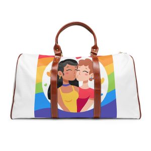 Lesbian Couple Kiss Hand Drawn Style Waterproof Travel Bag