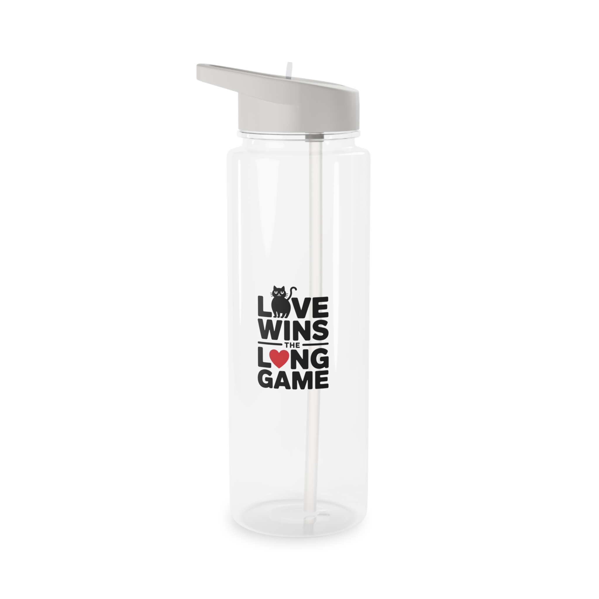 Love Wins Long Game With Black Cat Heart Illustration Tritan Water Bottle - Image 5