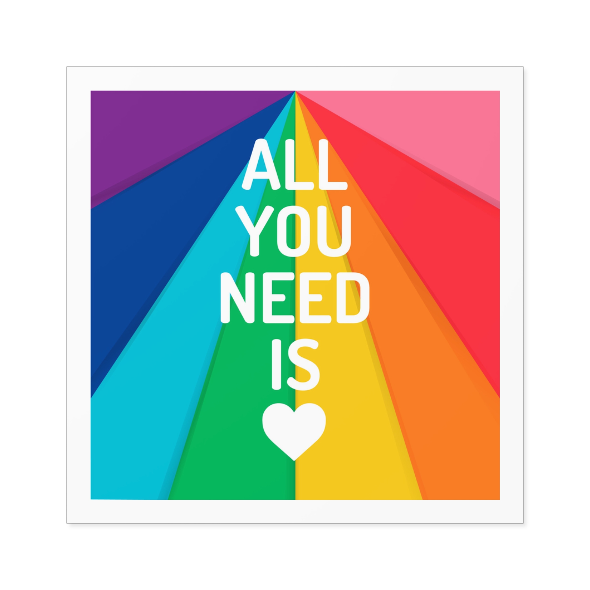 Rainbow Colored Background With All You Need Is Love Concept Pride Month Laminate Stickers Square - Image 25