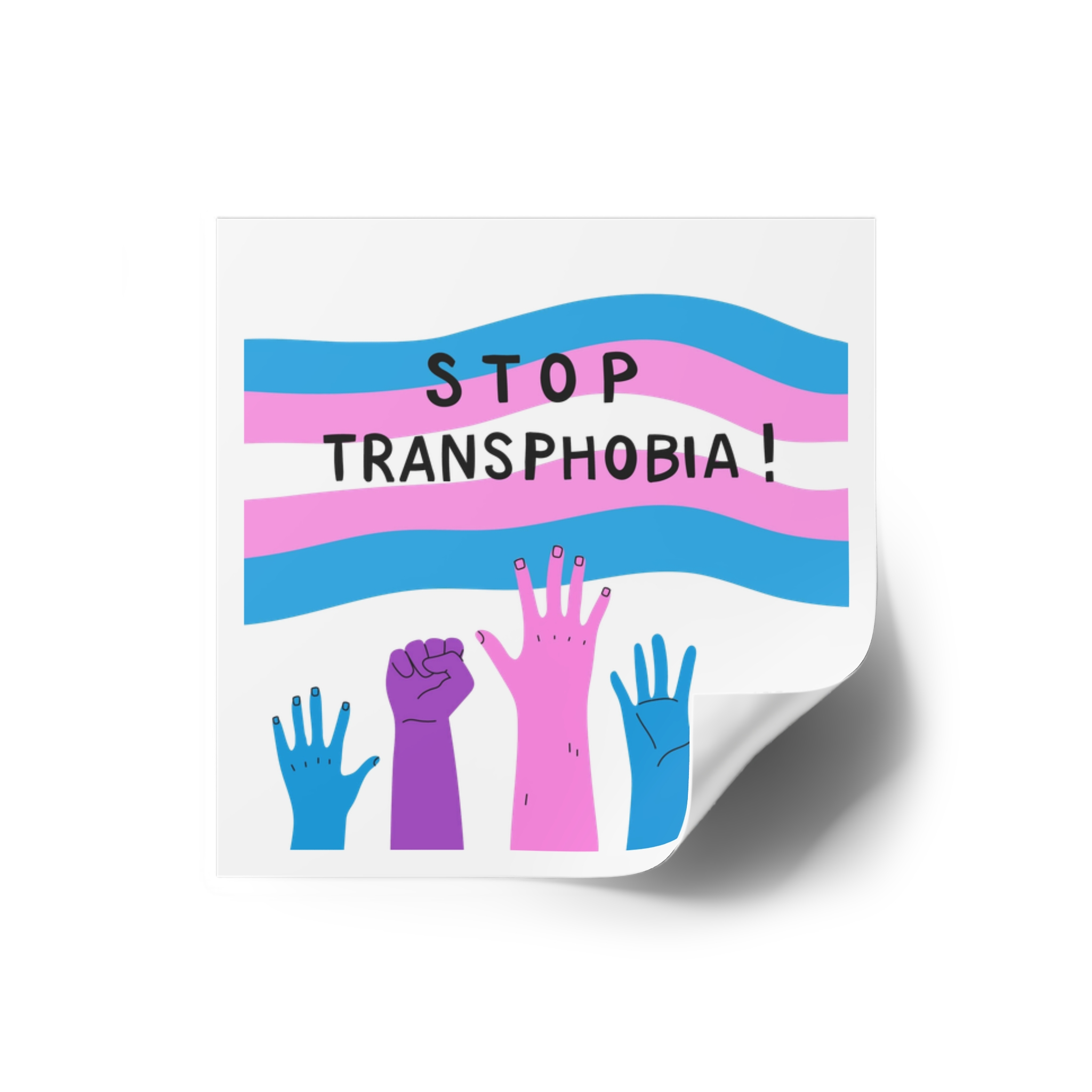 Hand Drawn Stop Transphobia Concept Illustration Laminate Stickers Square - Image 10