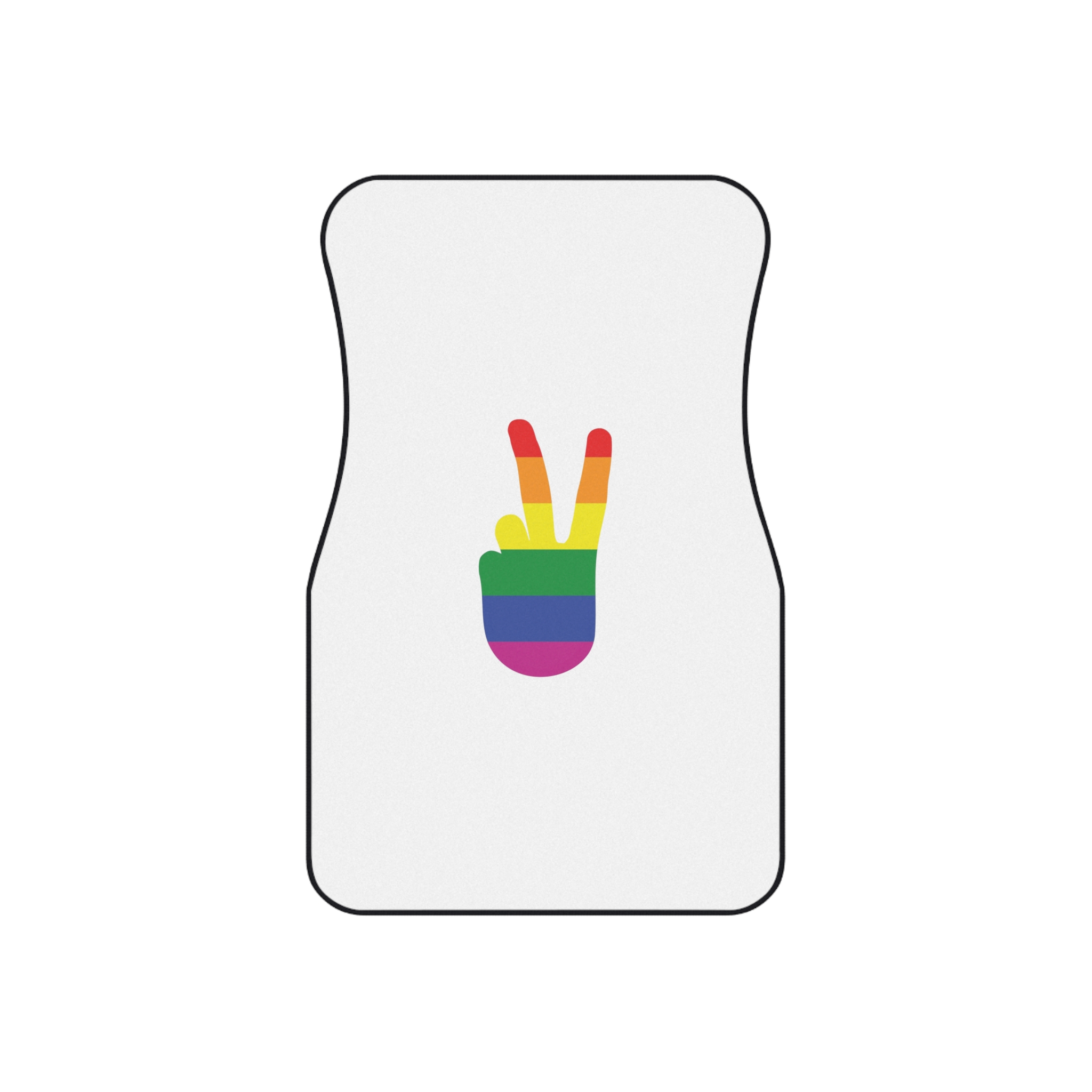 Rainbow Peace Sign Hand Gesture Colored Lgbt Flag Car Mats Set Of 4 - Image 2