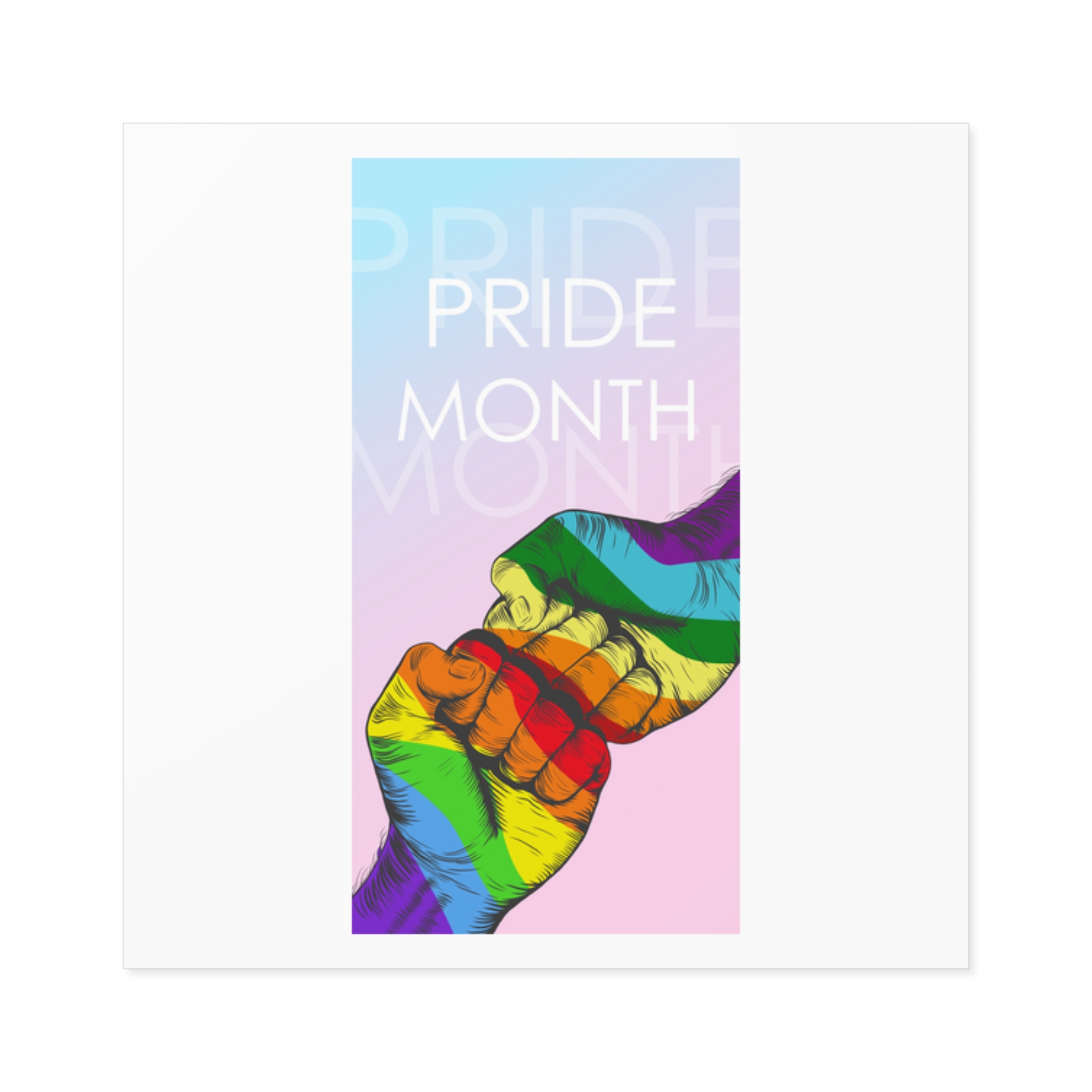 Rainbow Colored Hand Fist Fist Gesture Gay Pride Month Background Lgbt Concept Laminate Stickers Square - Image 9