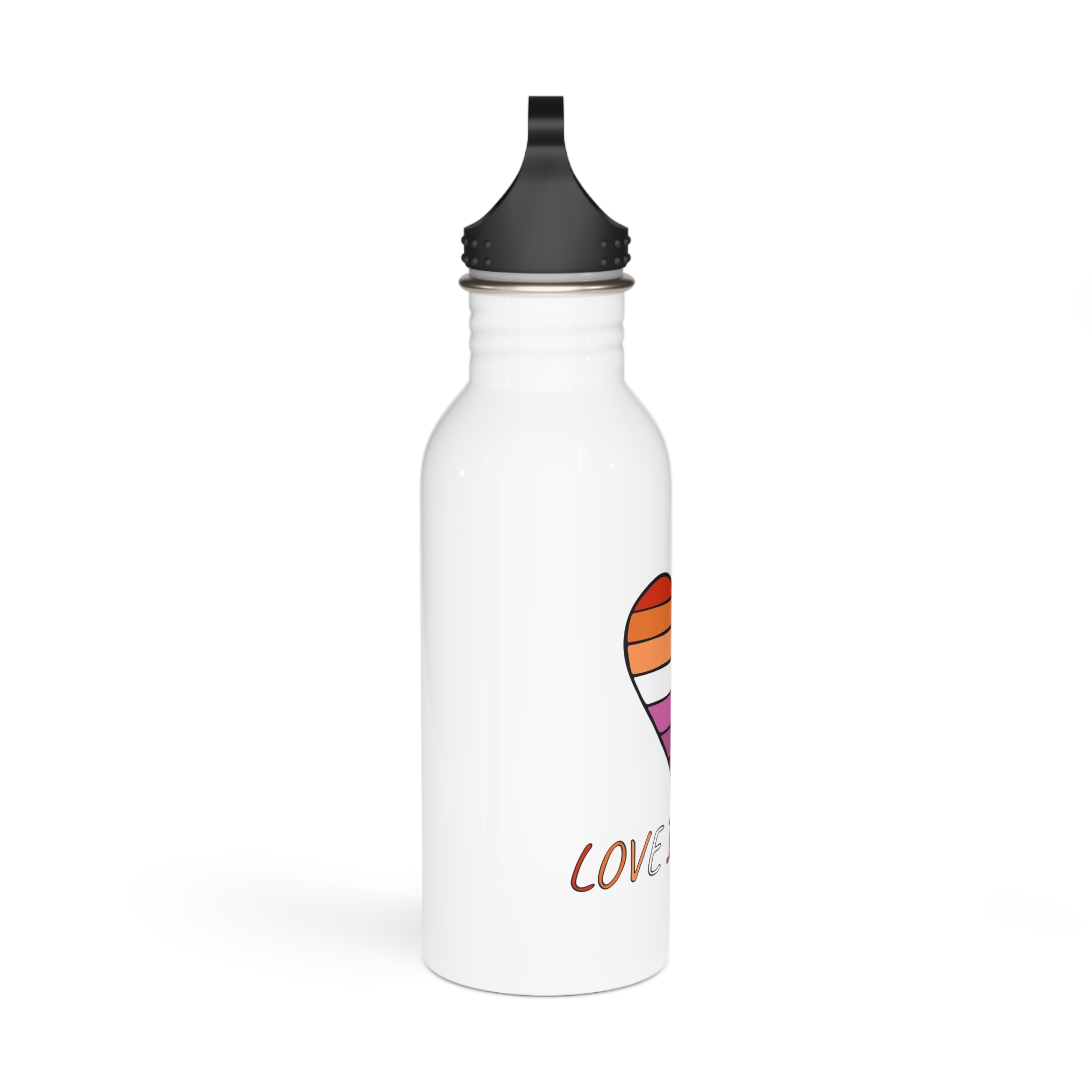 Colorful Heart Shape Lesbian Pride Flag Happy Pride Day Lgbtqia Community Pride Month Vector Hand Drawn Doodle Posters Stickers Logo Cards(1) Stainless Steel Water Bottle - Image 2
