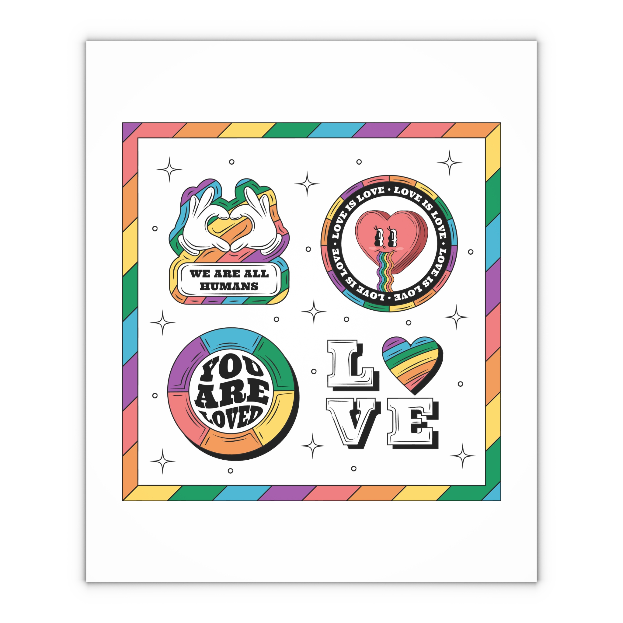 Hand Drawn Labels Collection Pride Month Celebration Gift Wrapping Paper Sheets 1pc - Image 4