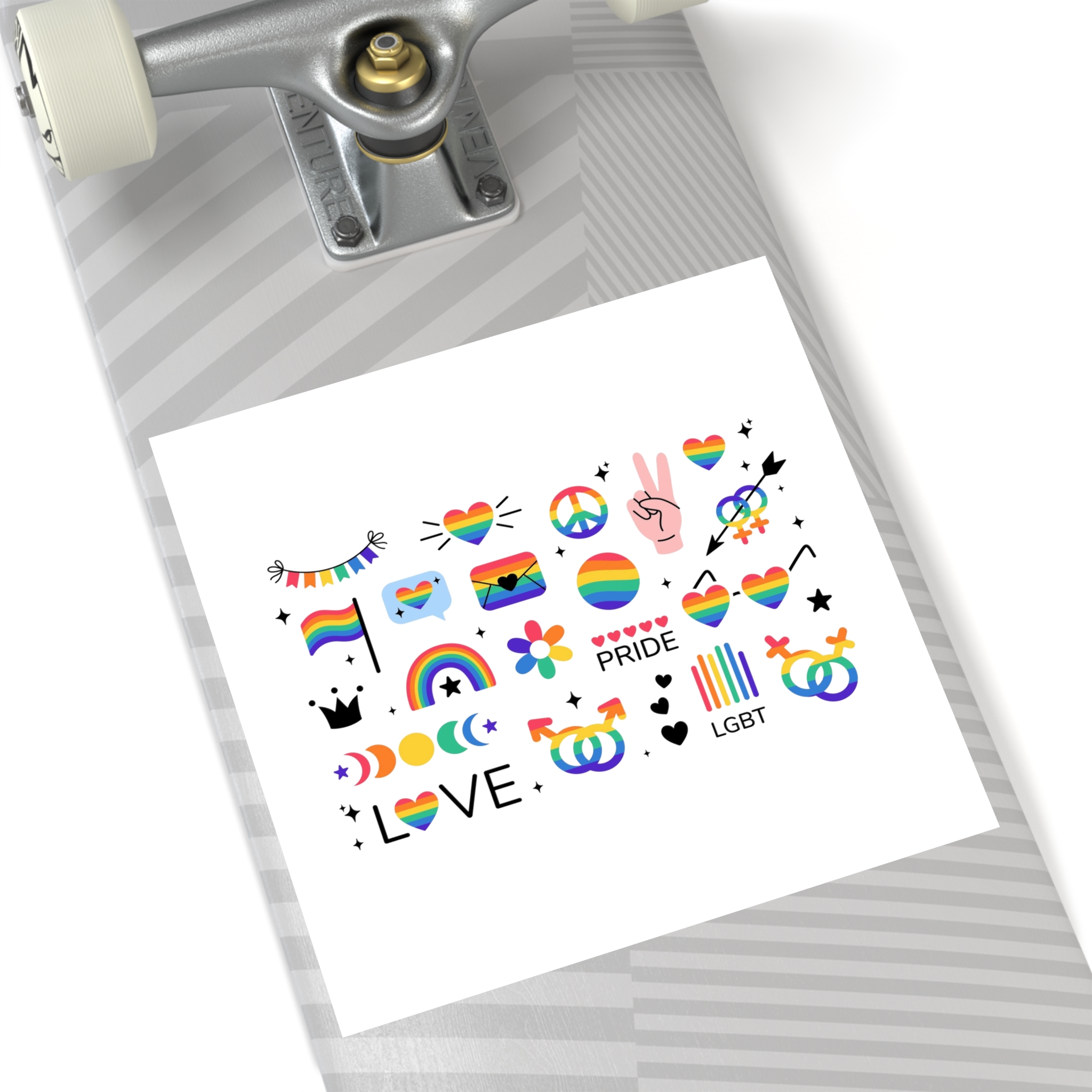 Lgbt Stickers Pack Doodle Style Lgbtq Set Lgbt Pride Community Symbols Rainbow Colored Element Laminate Stickers Square - Image 64