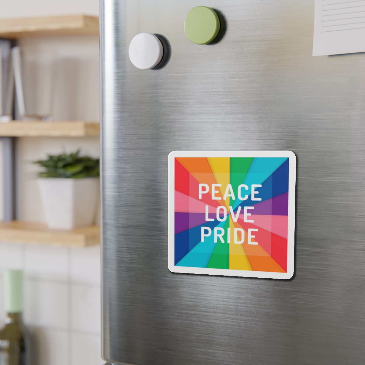 Rainbow Colored Background With Peace Love Pride Concept Pride Month Die Cut Magnets - Image 9