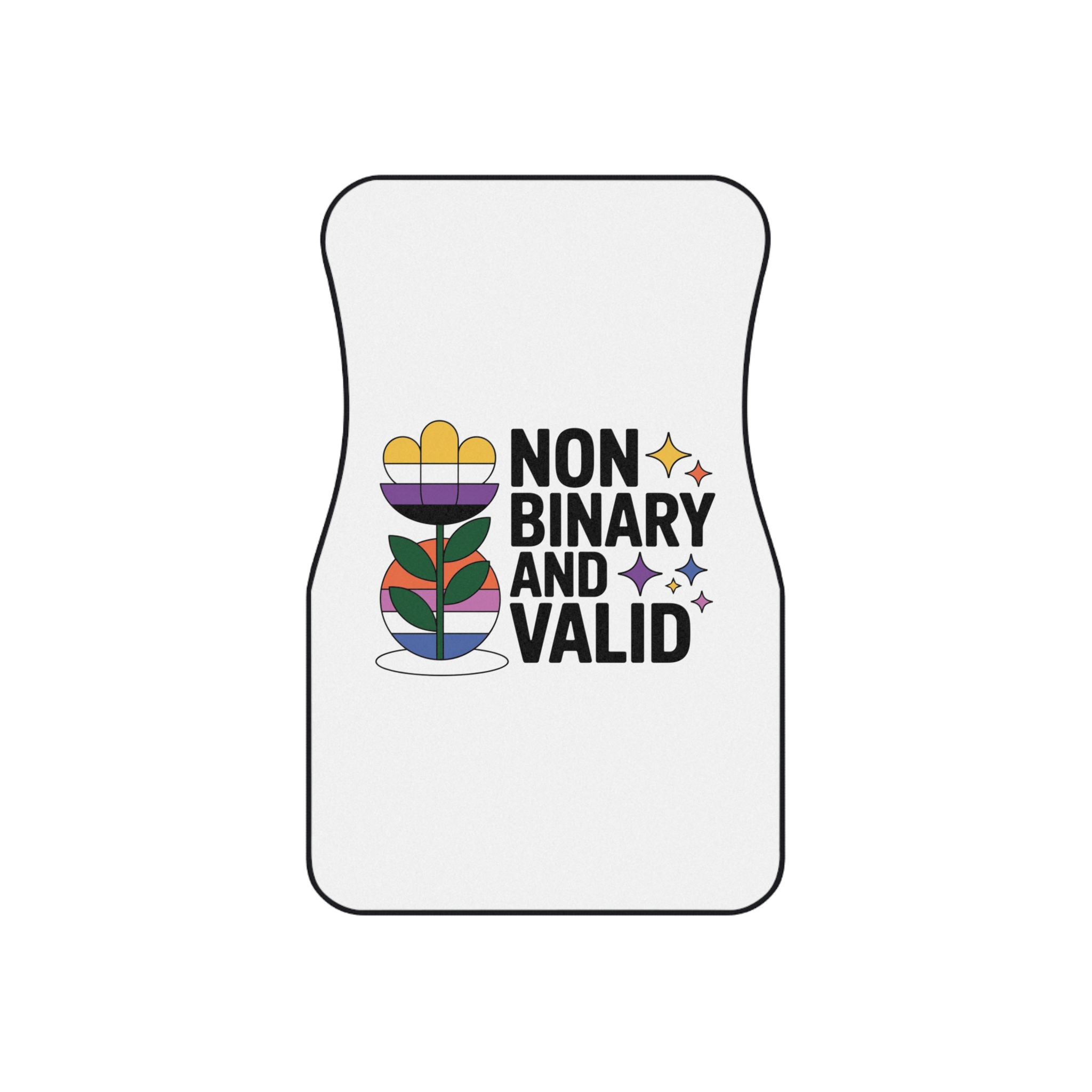 Non Binary Valid T Shirt Design Isolated White Background Car Mats Set Of 4 - Image 2