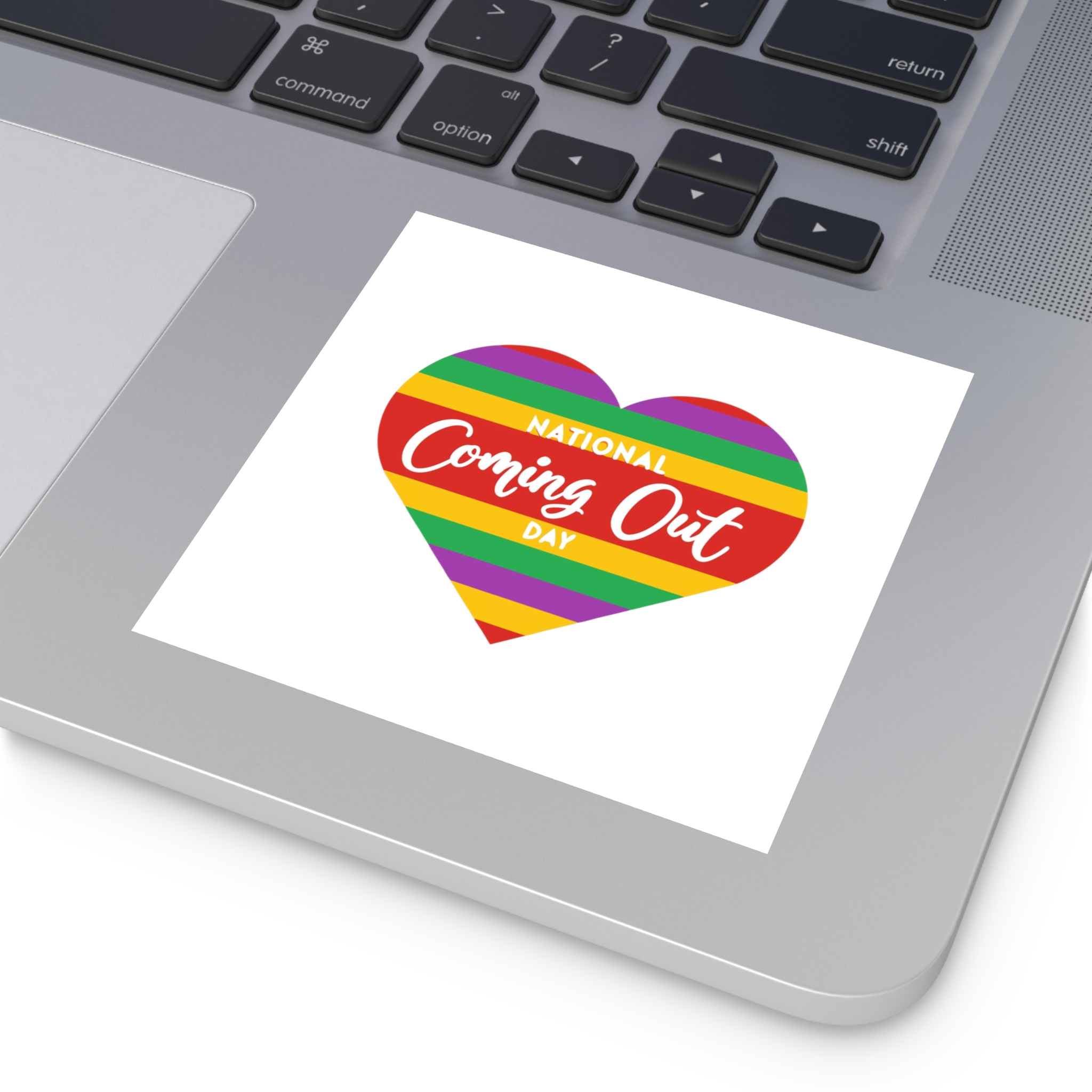 National Coming Out Day Rainbow Heart With Text Pride Lgbtq Laminate Stickers Square - Image 27