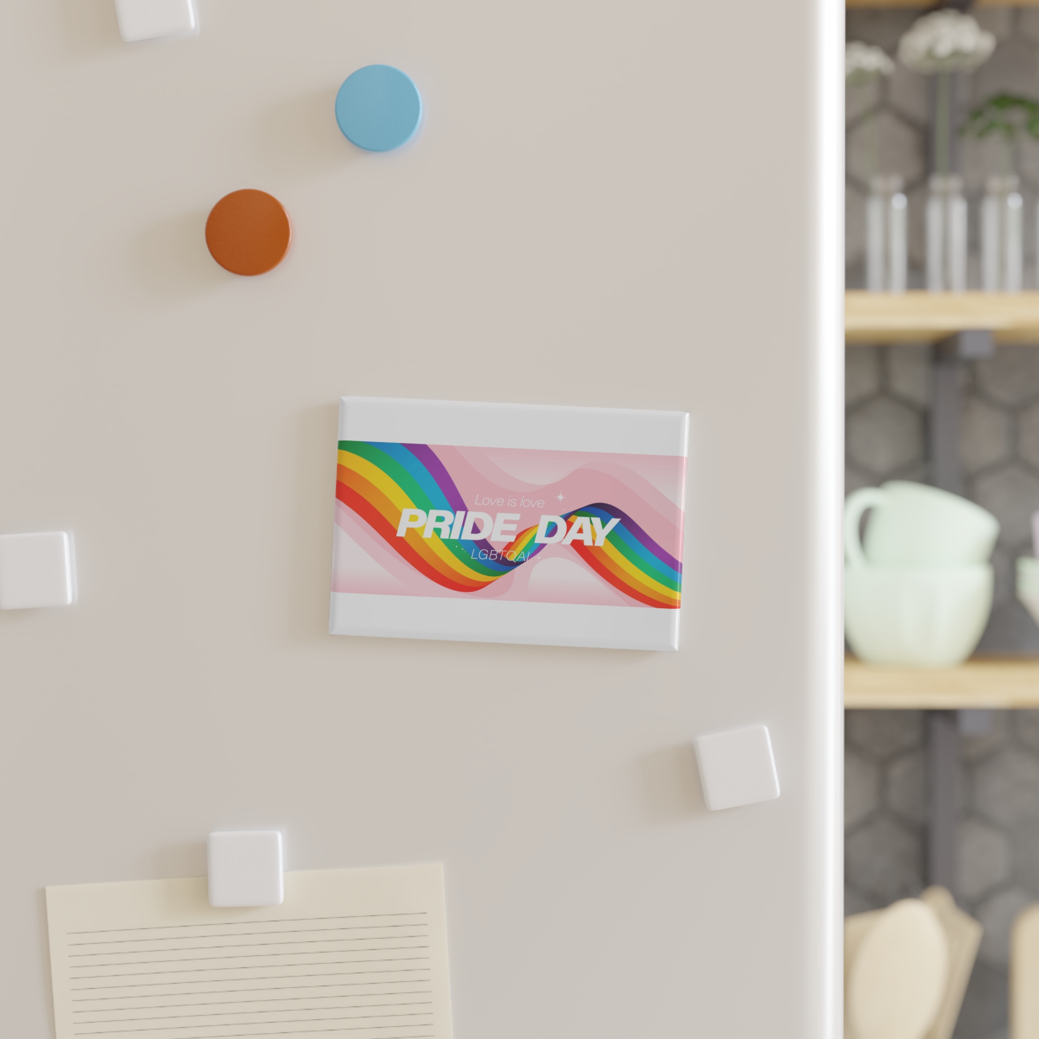 Happy Pride Month Background Vector Lgbtq Community Symbol With Rainbow Pride Flag Heart Design Cele Button Magnet Rectangle 1 And 10 Pcs - Image 7
