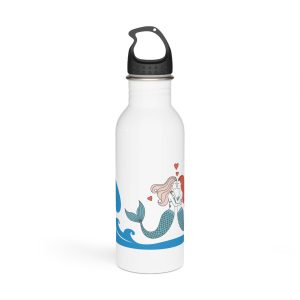 Two Mermaids Love With Hearts Their Heads Stainless Steel Water Bottle