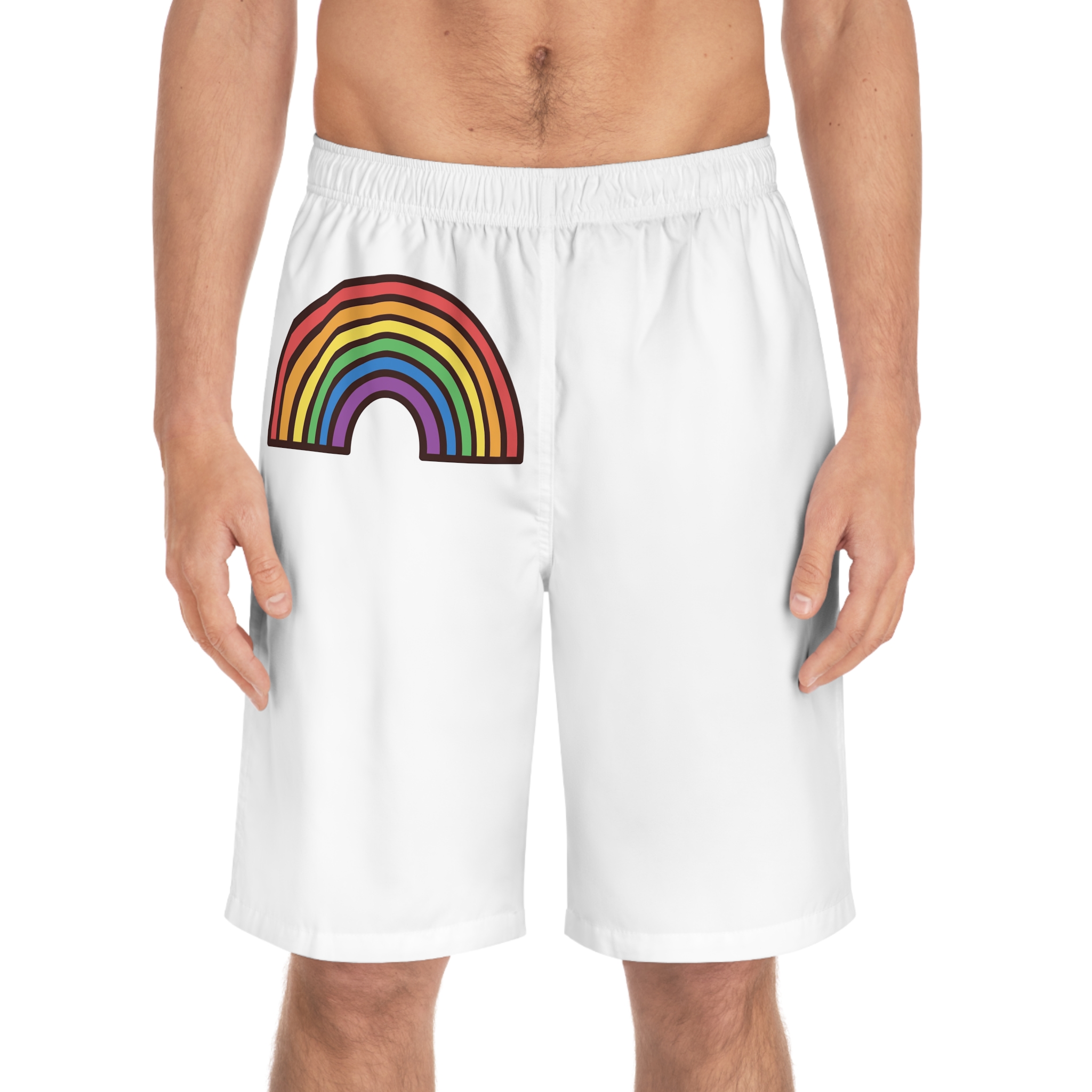 Rainbow Icon Colorful Arch Symbolizing Hope Pride Mens Board Shorts Aop - Image 3
