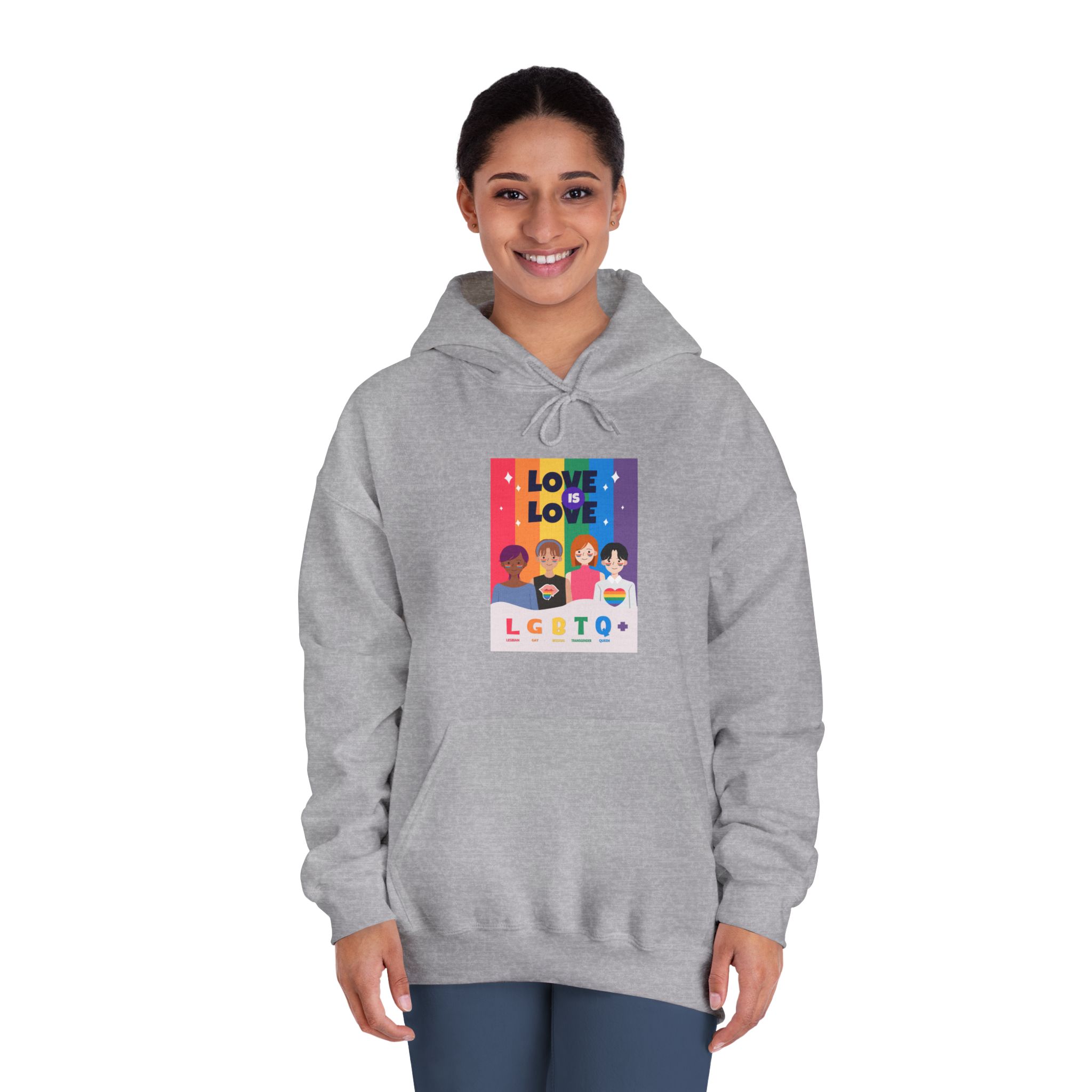 Lgbtq Pride Month Poster Vector With Diverse Characters Rainbow Celebrate Love Inclusivity Unisex Dryblend Hooded Sweatshirt - Image 16