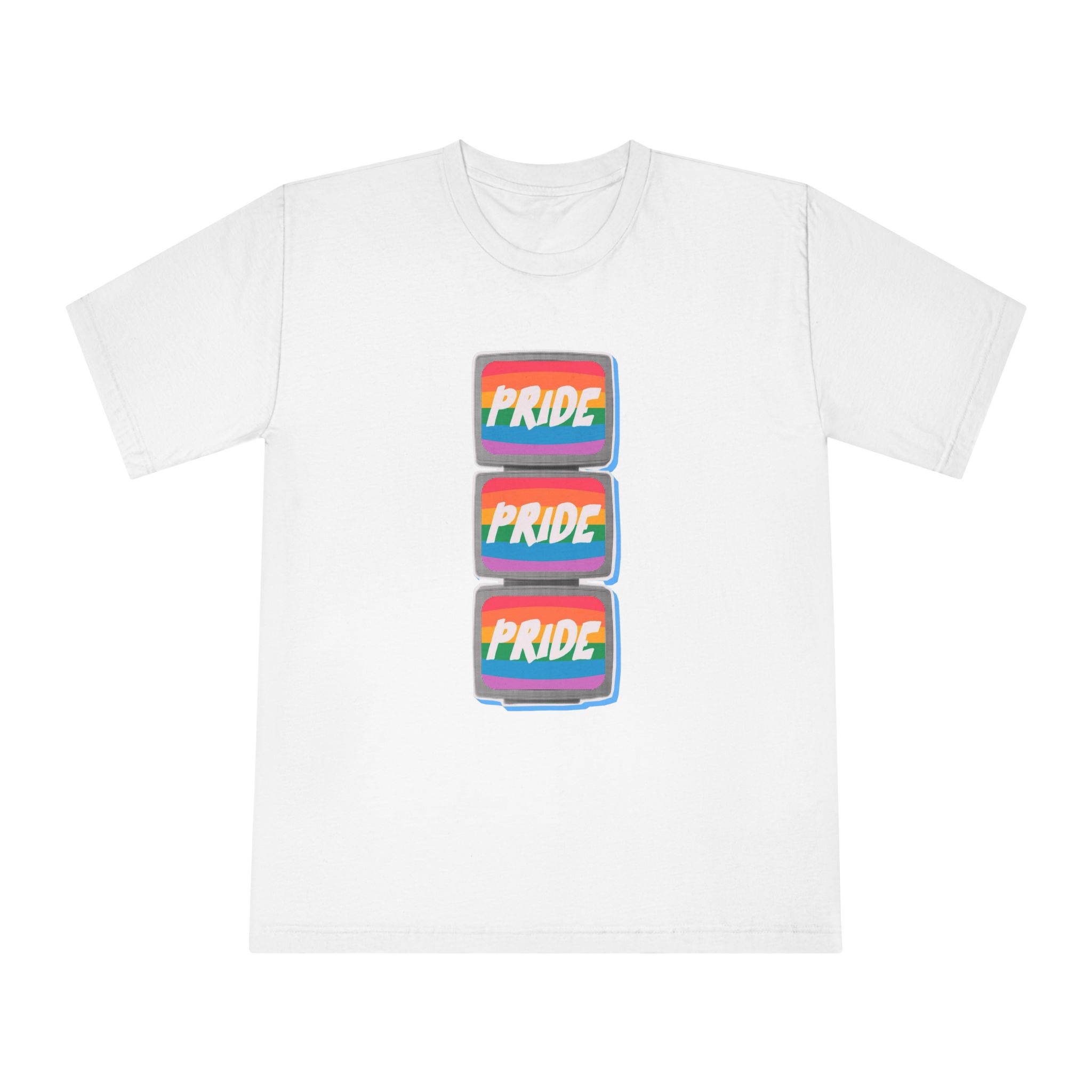 Retro Halftone Tvs With Rainbow Screens Bold Text Perfect Pride Month Activism Designs - Unisex Classic Crewneck T Shirt