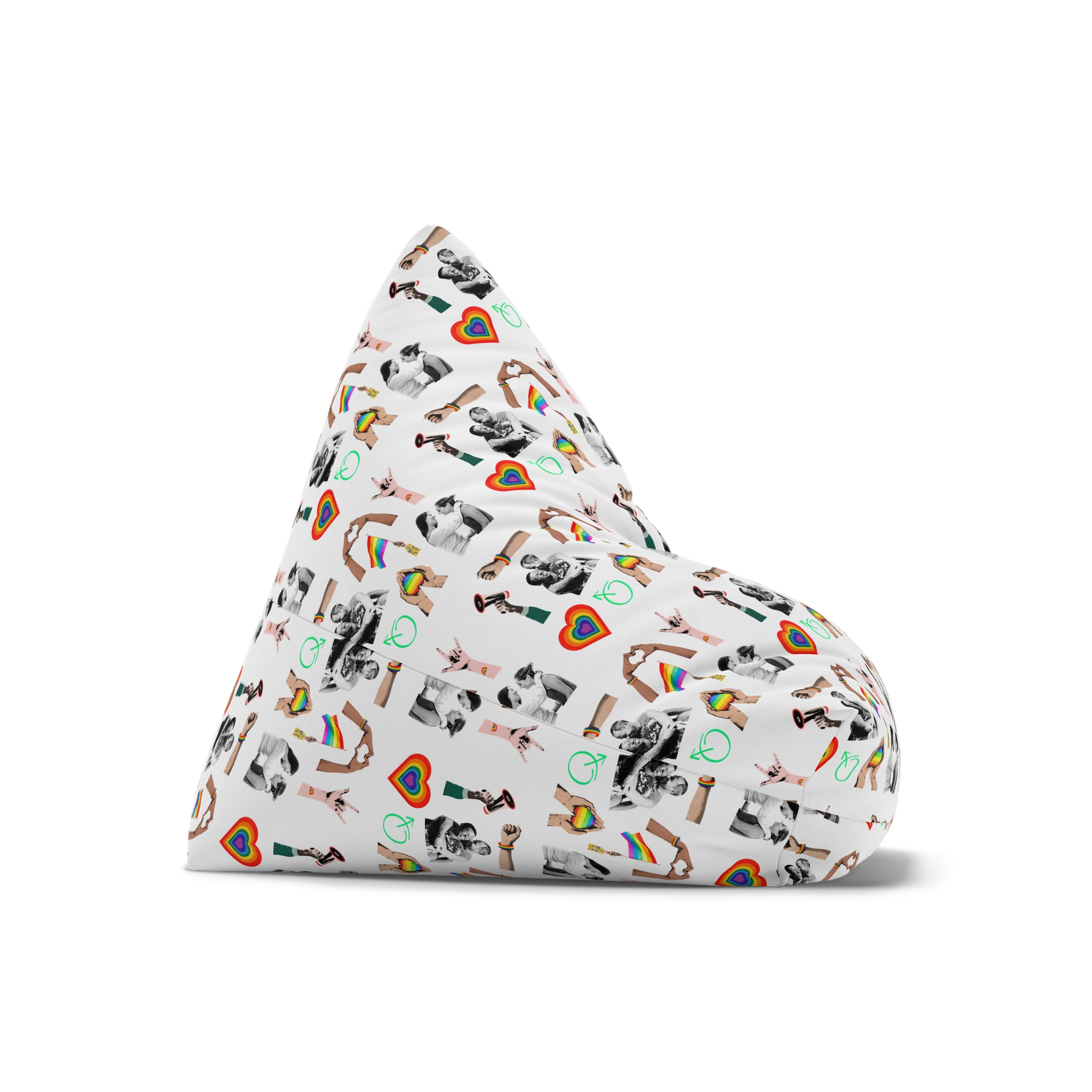 Gay Pride Sticker Rainbow Elements Set Vector Bean Bag Chair Cover - Image 7