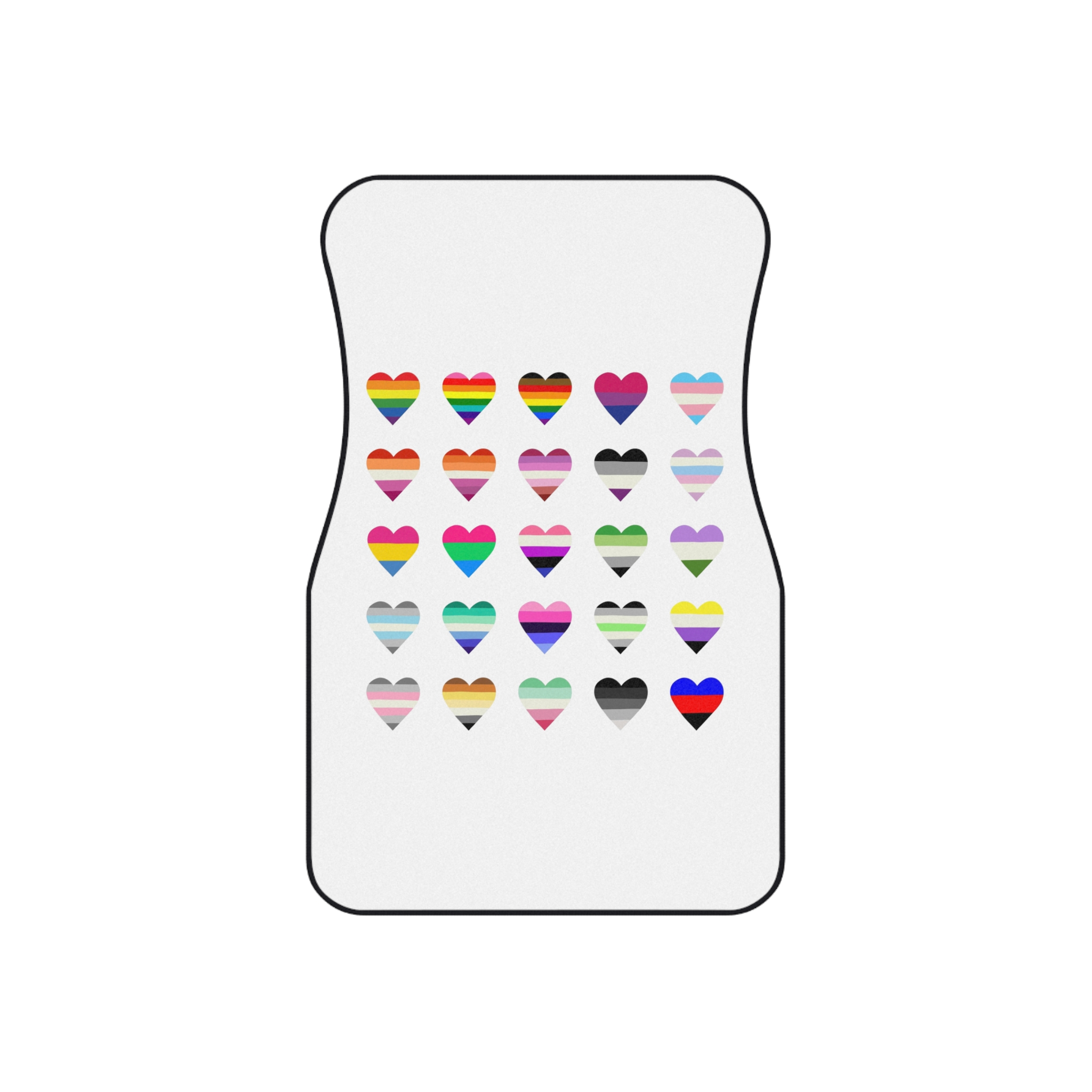 Set Colorful Lgbtq Pride Flag Heart Shape Gender Equality Sexual Identity Pride Flags Collection Lgbtqia Community Pride Month Car Mats Set Of 4 - Image 2