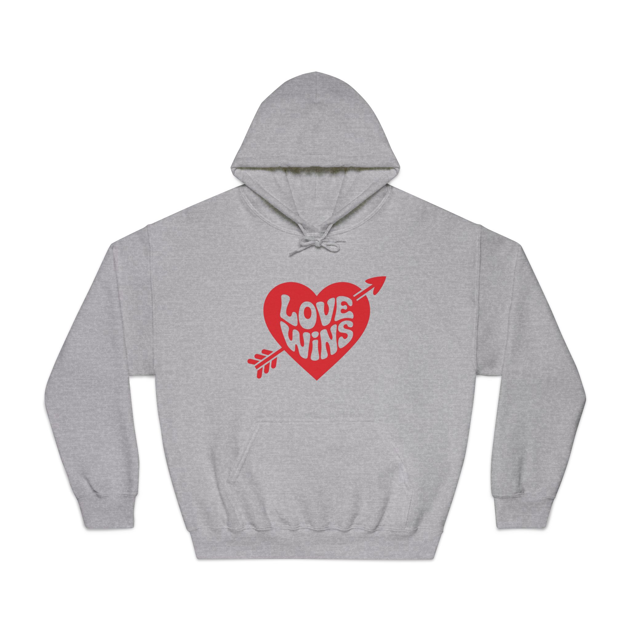 Love Wins Inscription Red Heart Pierced With Cupid39s Arrow Transparent Background Unisex Dryblend Hooded Sweatshirt - Image 13