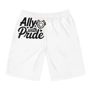 Ally With Pride T Shirt Design Isolated White Background 2 Mens Board Shorts Aop