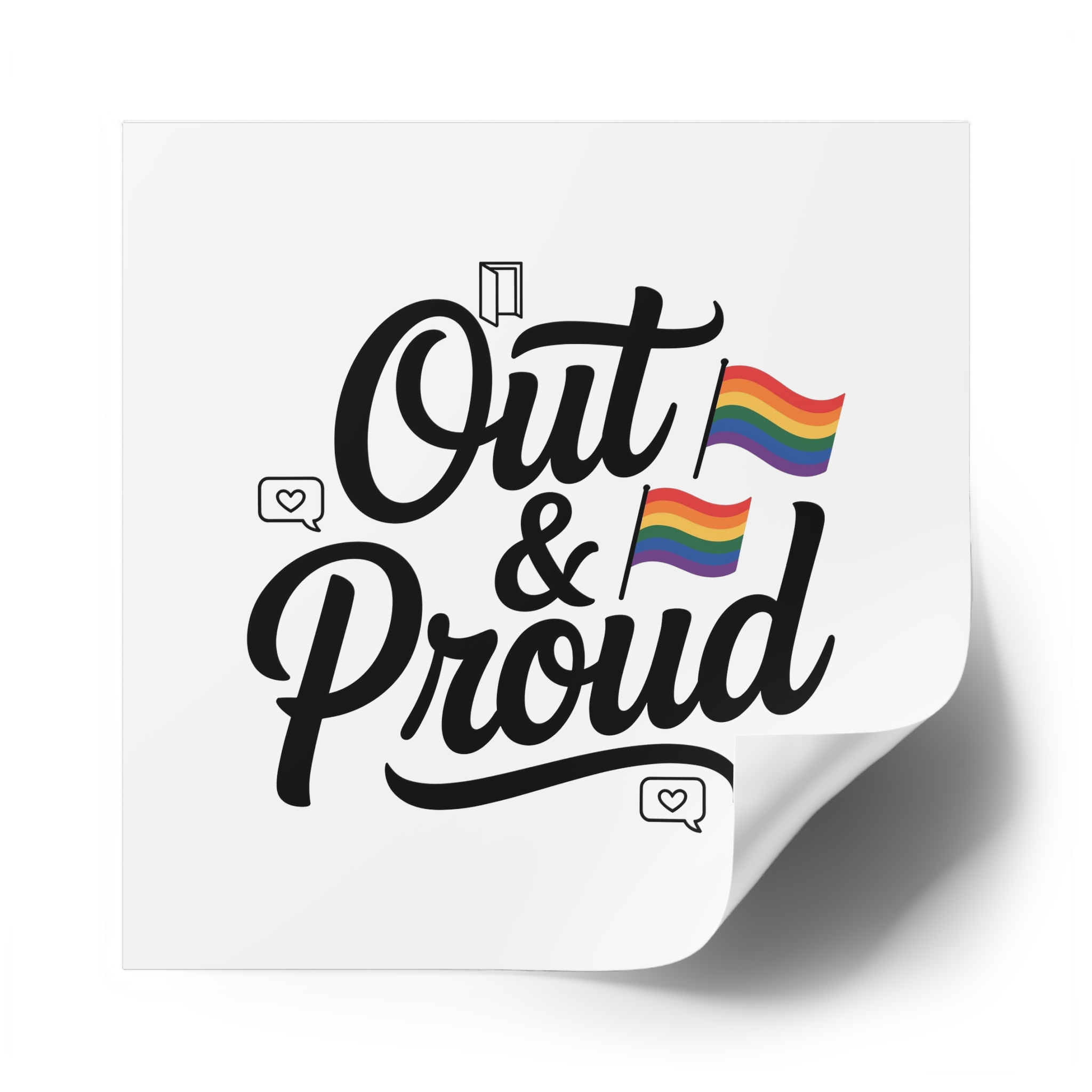 Out Proud T Shirt Design Isolated White Background1 Laminate Stickers Square - Image 50