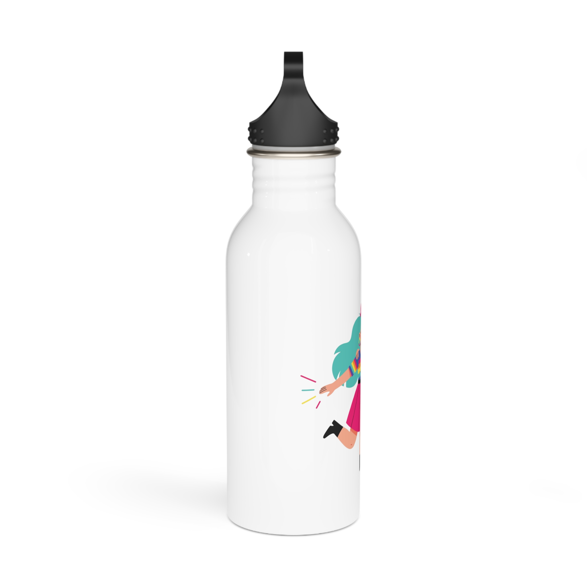 Two Happy Women Celebrating With Pride Flag Colors Stainless Steel Water Bottle - Image 2