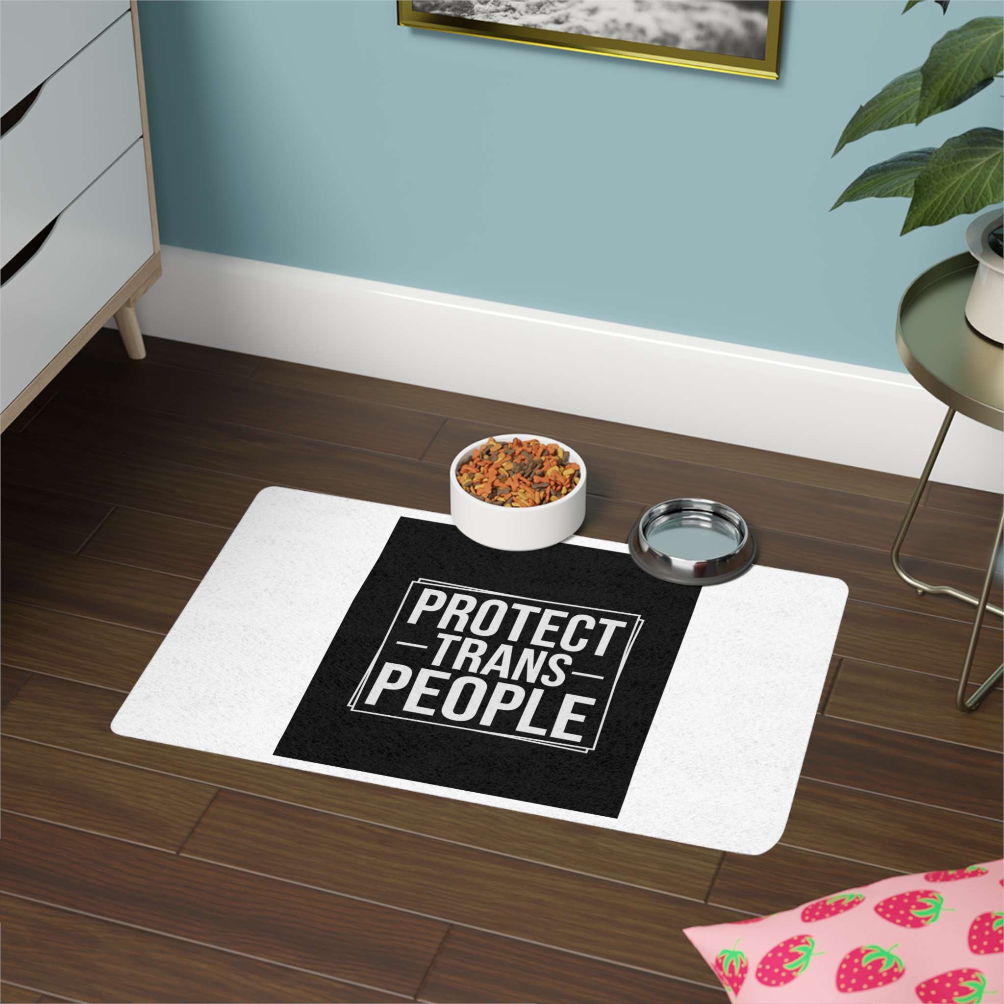 Feminism Tshirt Design Feminist Shirt Protect Trans People Pet Food Mat 12x18 - Image 4