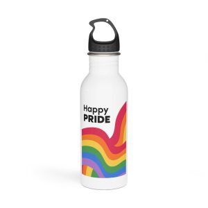 Happy Pride Month Rainbow Background Template Design Stainless Steel Water Bottle