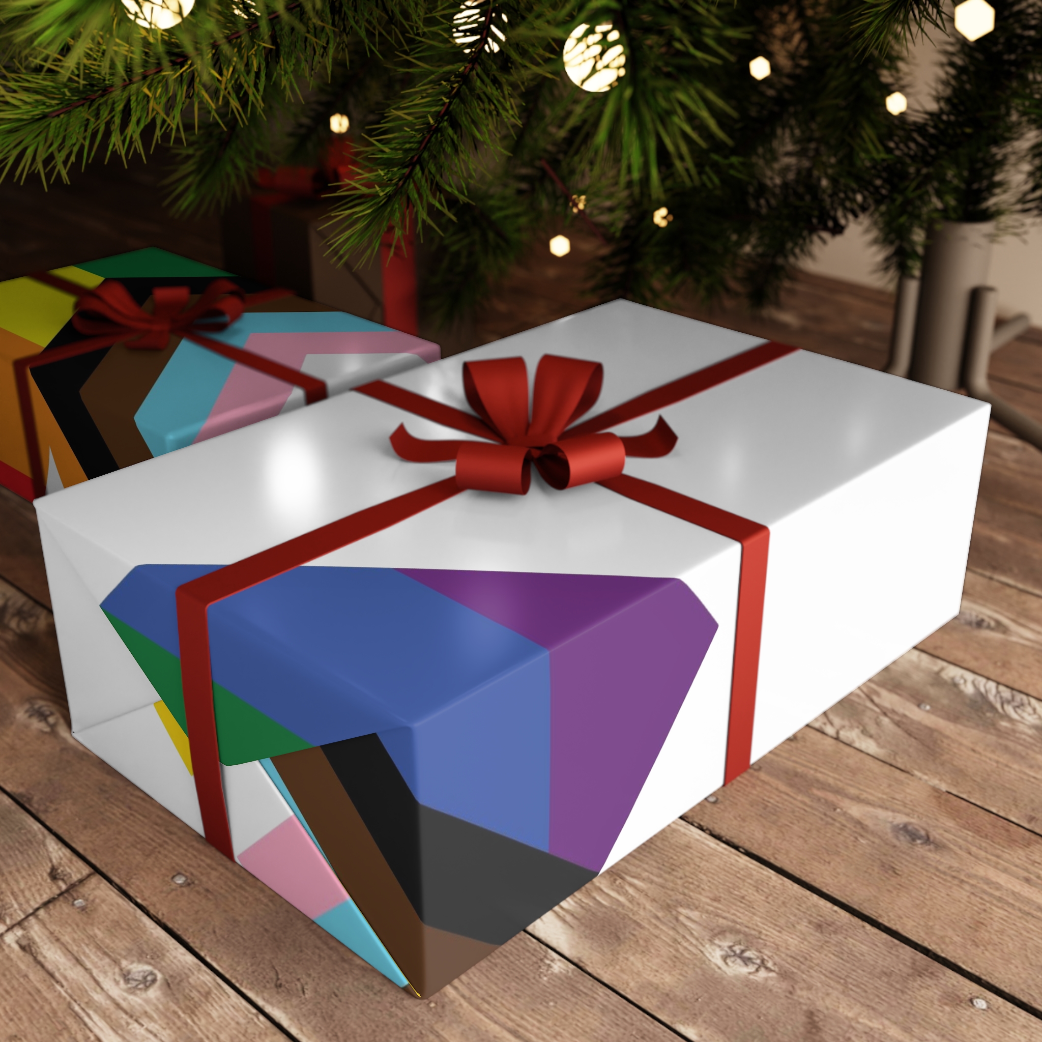 Heart With Rainbow Colored Heart Gift Wrapping Paper Sheets 1pc - Image 3