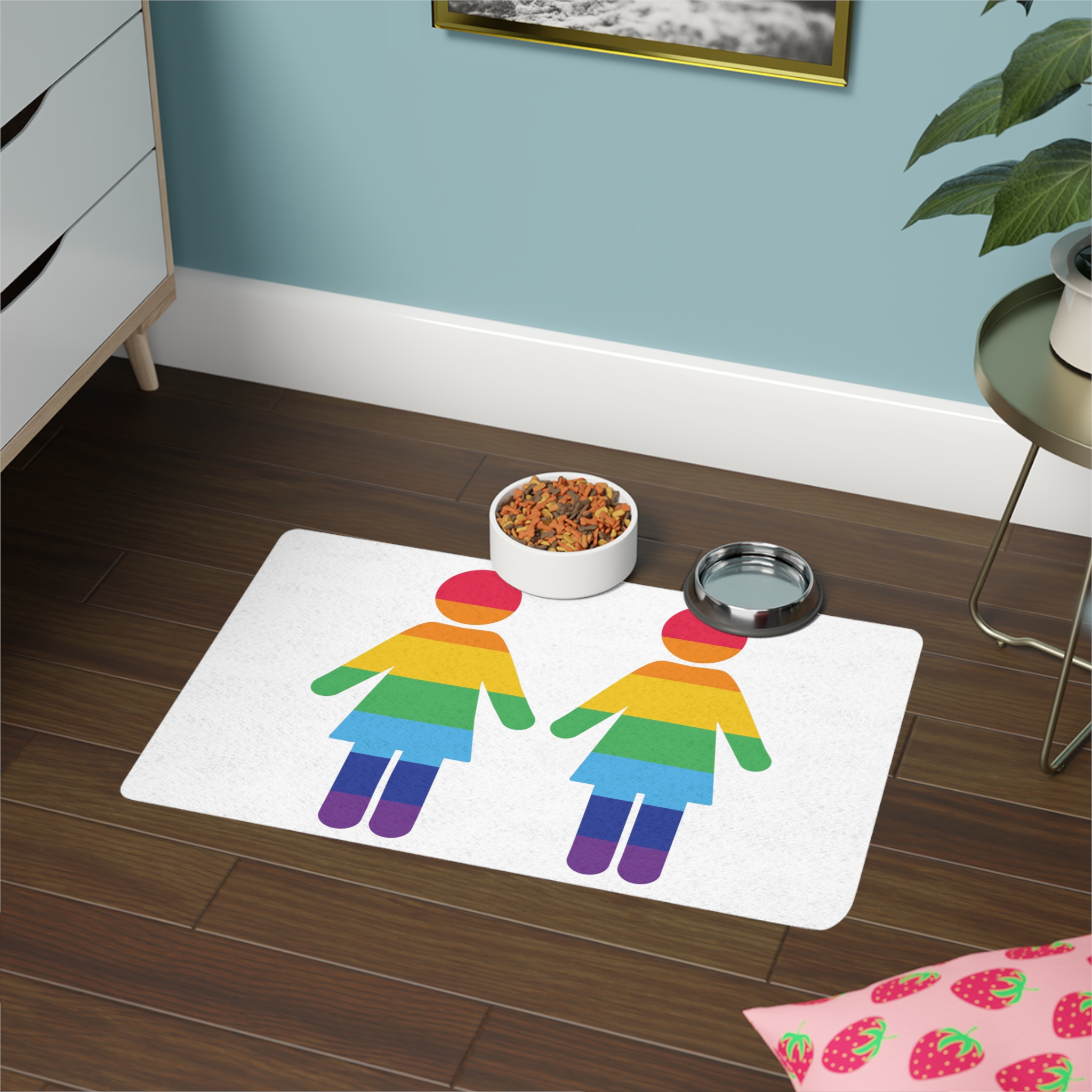 Lgbt Pride Two Lesbians Vector Icon Rainbow Colors Vector Illustration Pet Food Mat 12x18 - Image 4