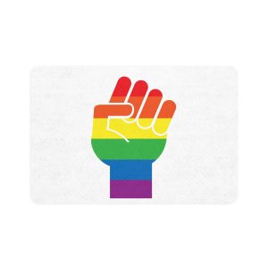 Vector Lgbt Rainbow Flag Fist Isolated White Background Pet Food Mat 12x18