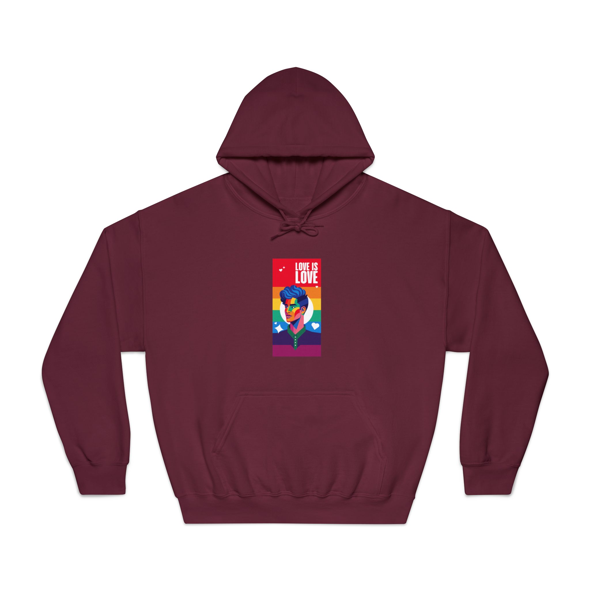 Poster Man With Rainbow Colored Face Rainbow Colored Background Unisex Dryblend Hooded Sweatshirt - Image 17