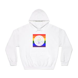 Poster With Kissing Woman Hand Lettering Love Is Love Theme Month Pride Lgbtq Love Background Unisex Dryblend Hooded Sweatshirt