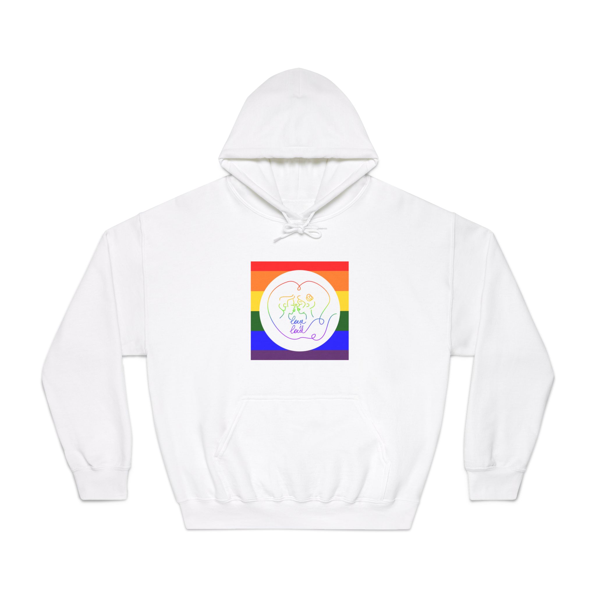 Poster With Kissing Woman Hand Lettering Love Is Love Theme Month Pride Lgbtq Love Background Unisex Dryblend Hooded Sweatshirt