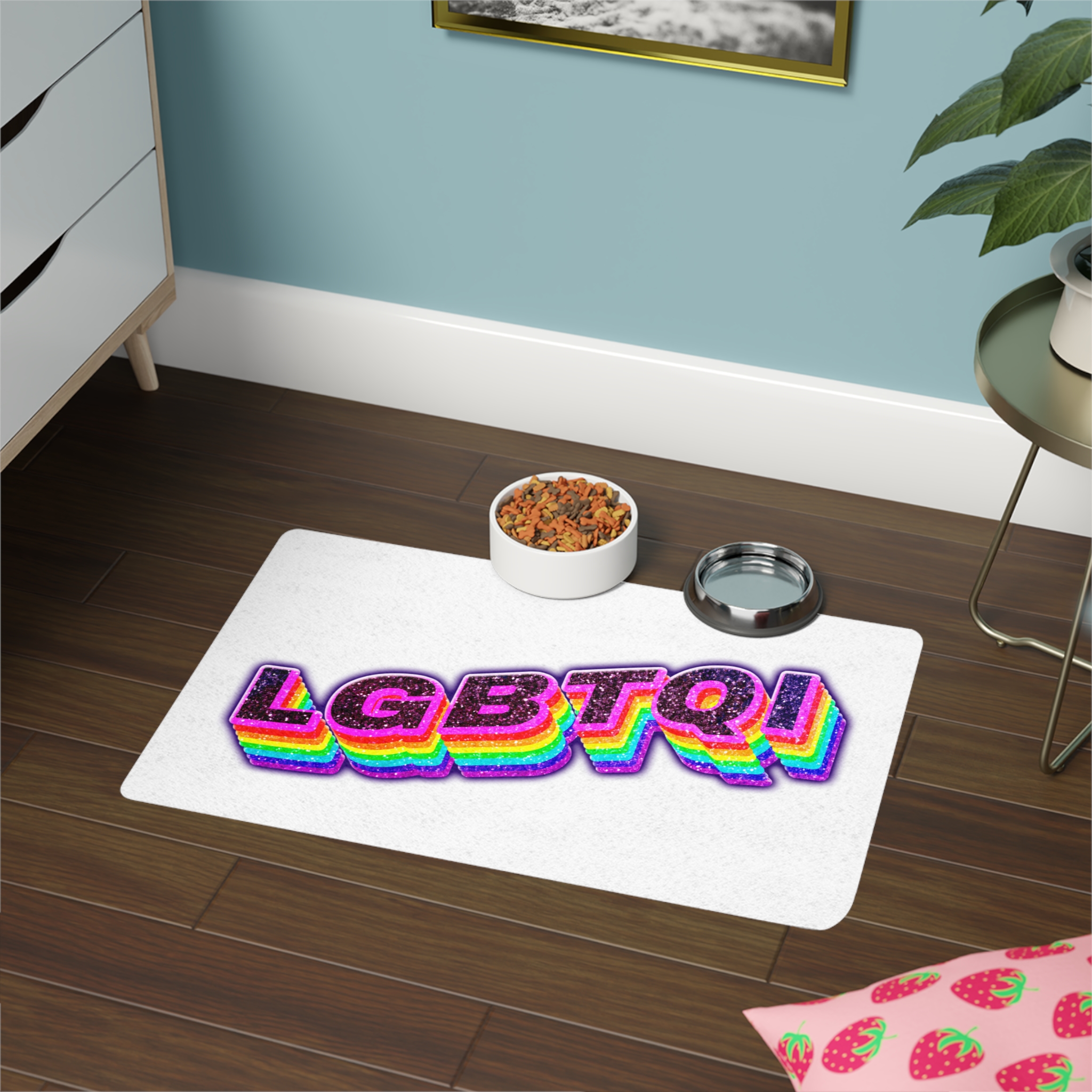 Lgbtqi 3d Word Glitch Png Pet Food Mat 12x18 - Image 4