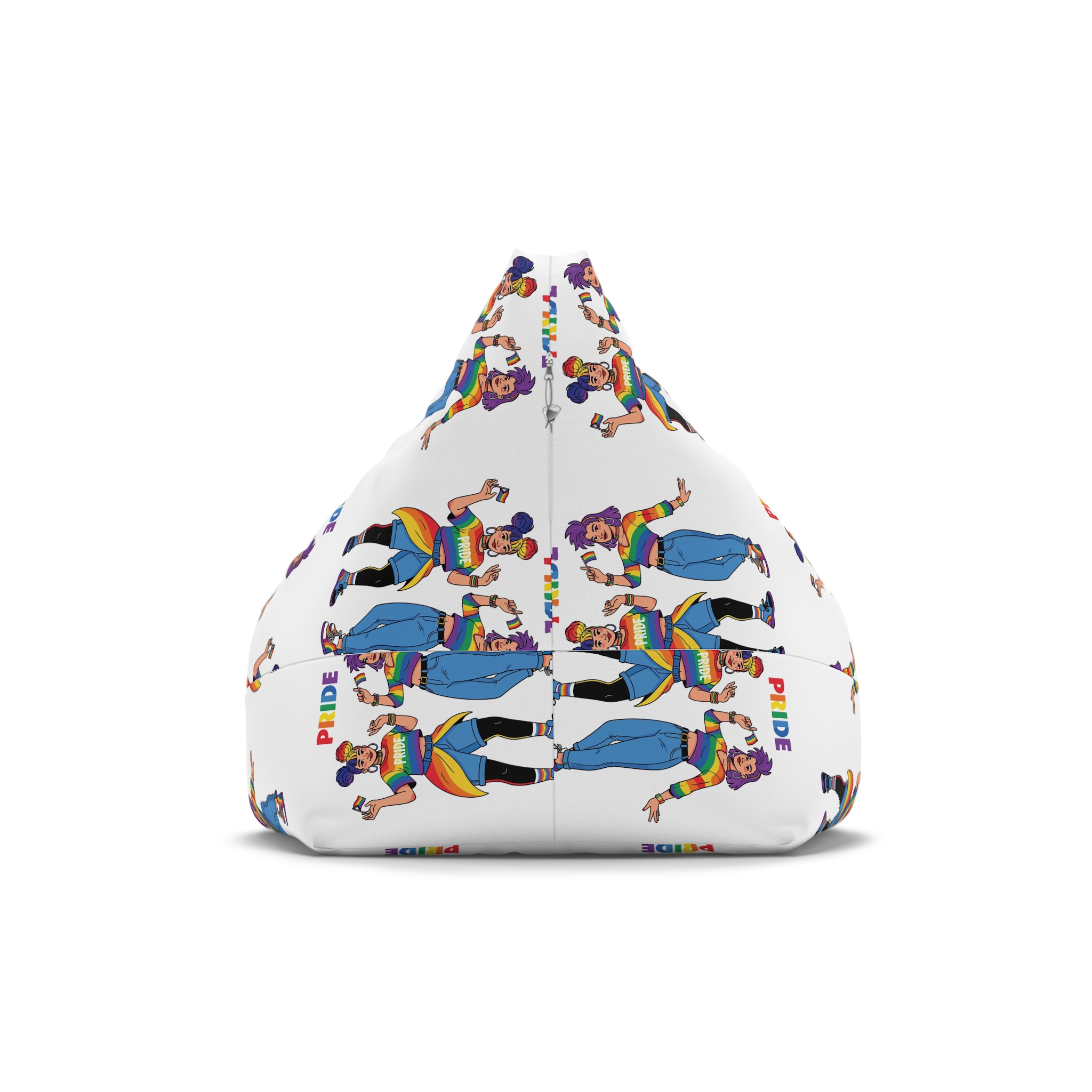 Two Diverse Young Women Celebrate Pride Month With Rainbow Flags Colorful Attire Bean Bag Chair Cover - Image 2