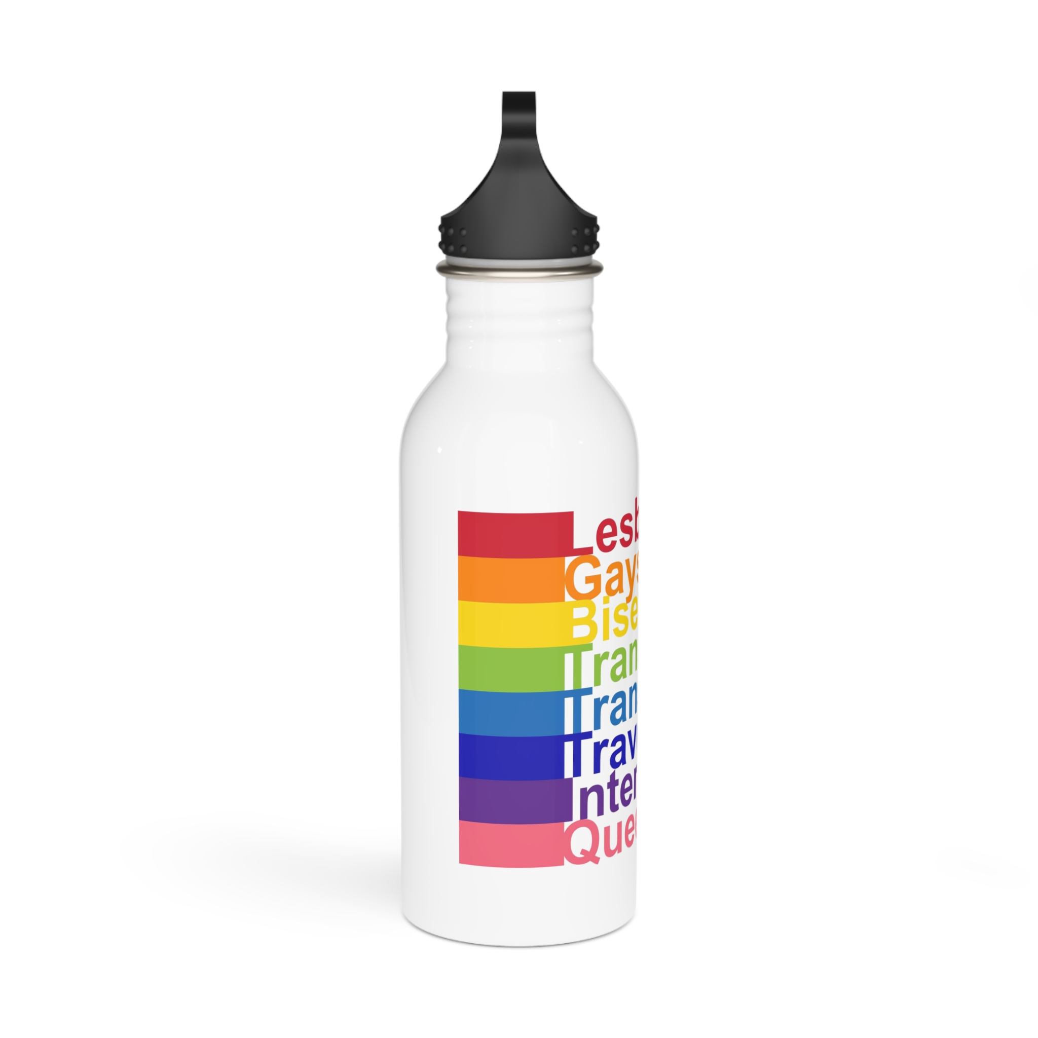 Lgbt Concept Motivating Phrase Colors Rainbow Decoding Abbreviations Lgbt Lesbian Gay Bisexual Transgender Transsexual Travesty Intersex Queer Stainless Steel Water Bottle - Image 2