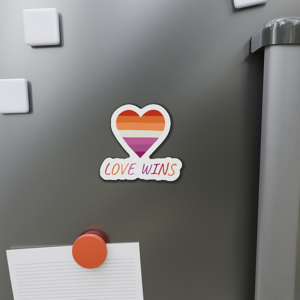 Colorful Heart Shape Lesbian Pride Flag Happy Pride Day Lgbtqia Community Pride Month Vector Hand Drawn Doodle Posters Stickers Logo Cards (1) Die Cut Magnets - Image 8