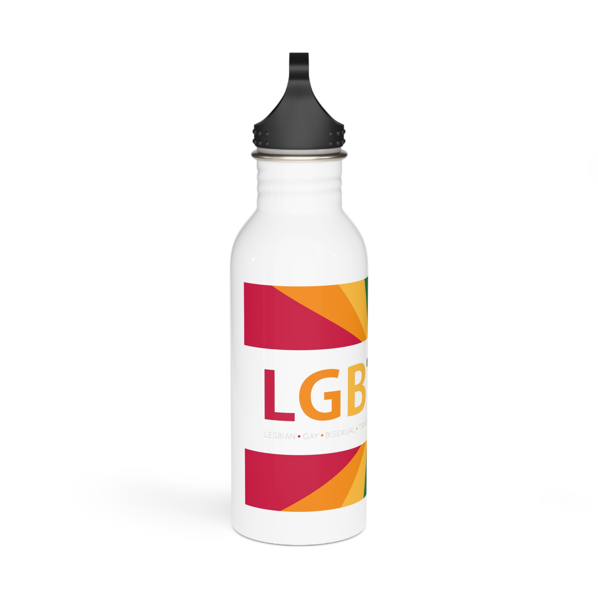Lgbtqia Text Banner With Rainbow Background Lgbtqia Typography With Lgbt Gay Pride Flag Colours Stainless Steel Water Bottle - Image 2