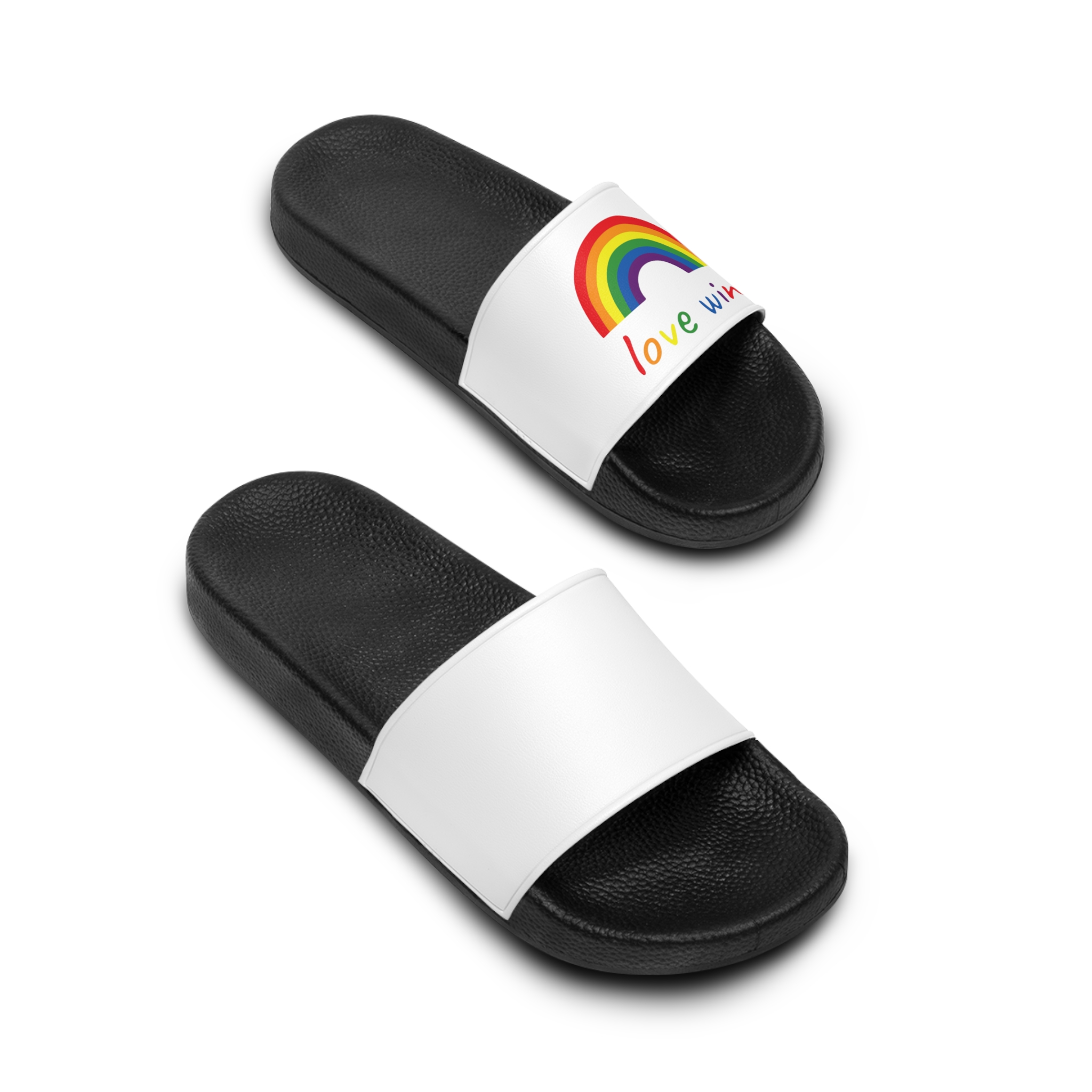 Colorful Rainbow Shape Bisexual Pride Flag Happy Pride Day Lgbtqia Community Pride Month Vector Hand Drawn Doodle Posters Stickers Logo Cards(1) Mens Slide Sandals - Image 4