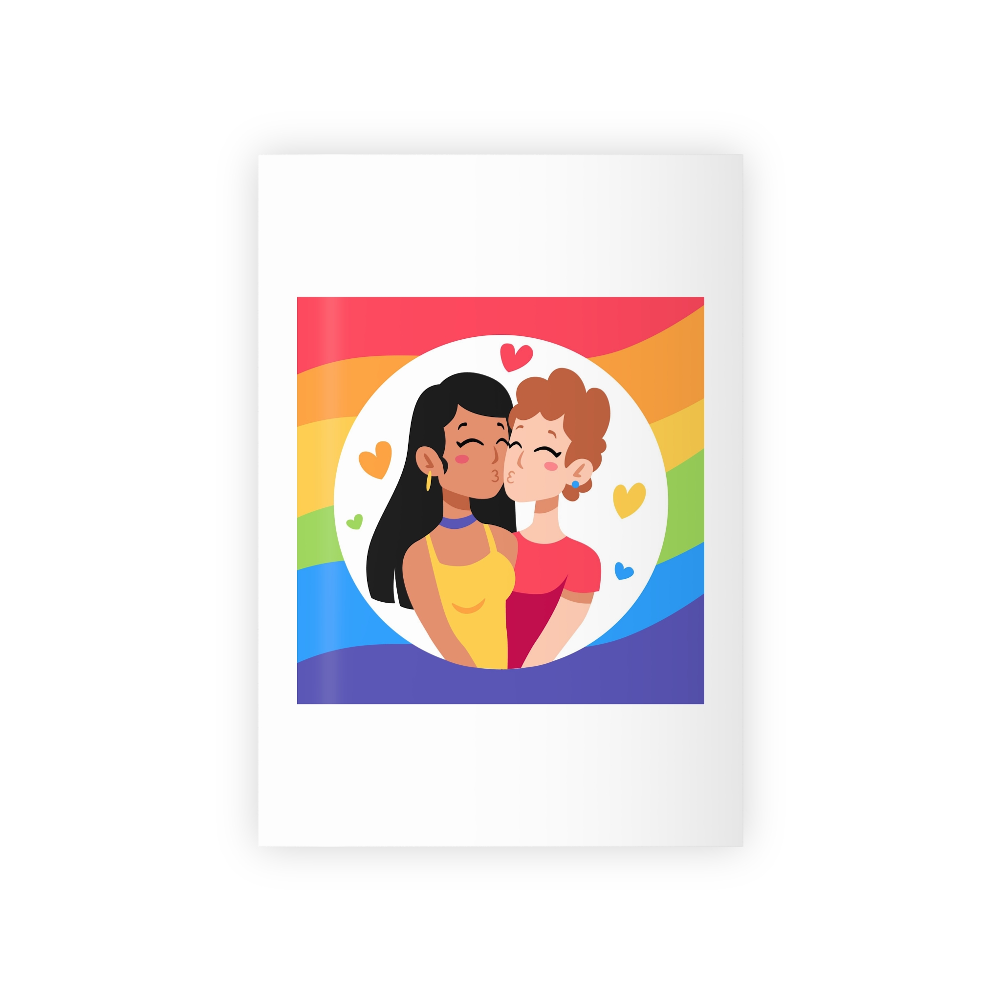 Lesbian Couple Kiss Hand Drawn Style Gift Wrapping Paper Rolls 1pc