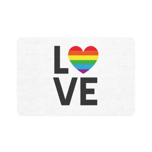 Vector Lgbt Rainbow Flag Love Lettering Isolated White Background Pet Food Mat 12x18