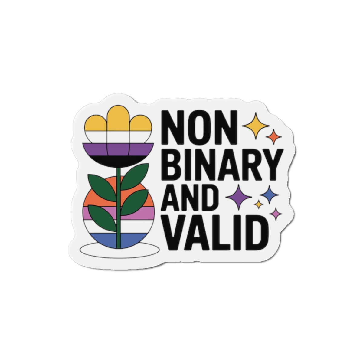 Non Binary Valid T Shirt Design Isolated White Background Die Cut Magnets