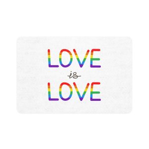 Vector Love Is Love Phrase Lgbt Text Lettering Rainbow Colors Pet Food Mat 12x18