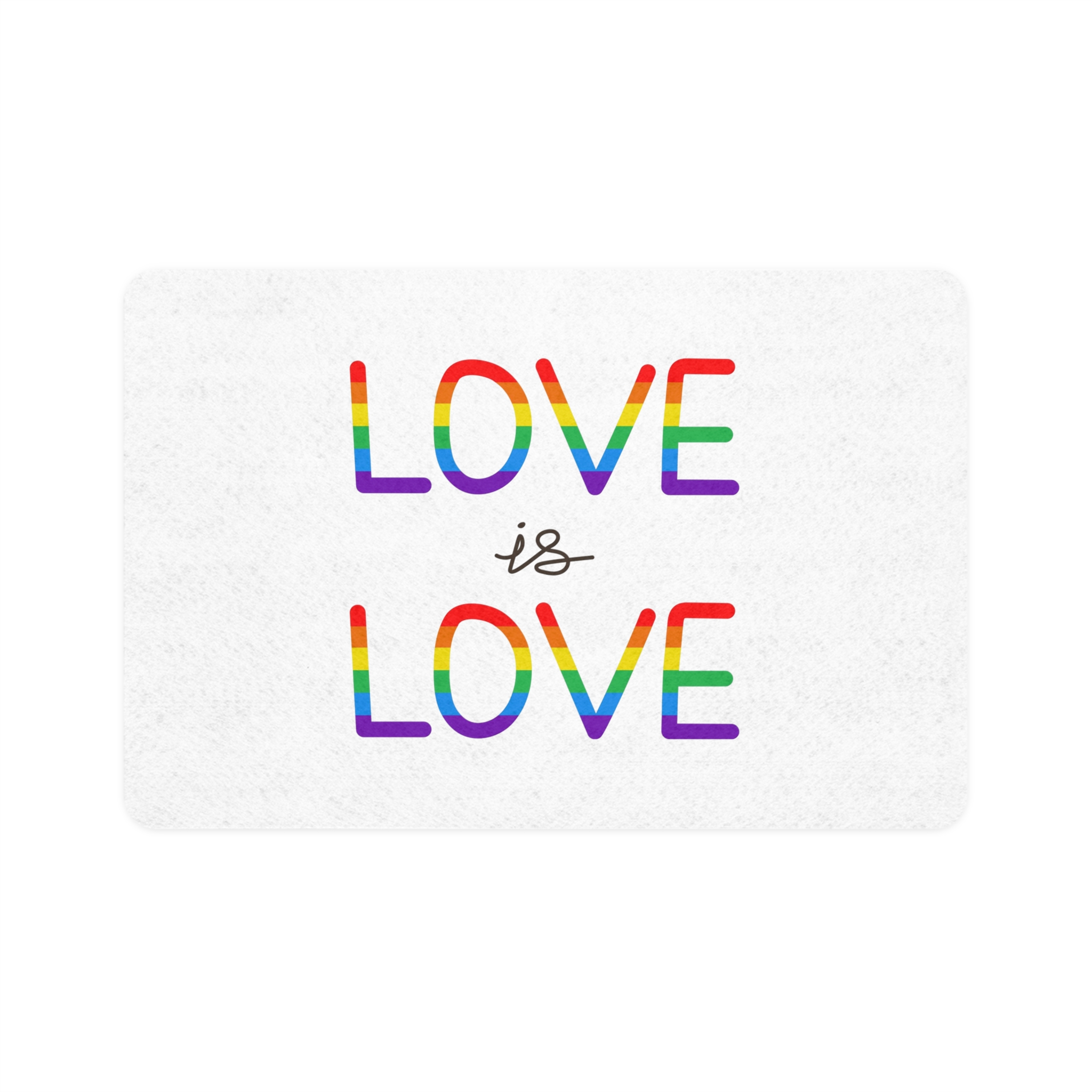Vector Love Is Love Phrase Lgbt Text Lettering Rainbow Colors Pet Food Mat 12x18