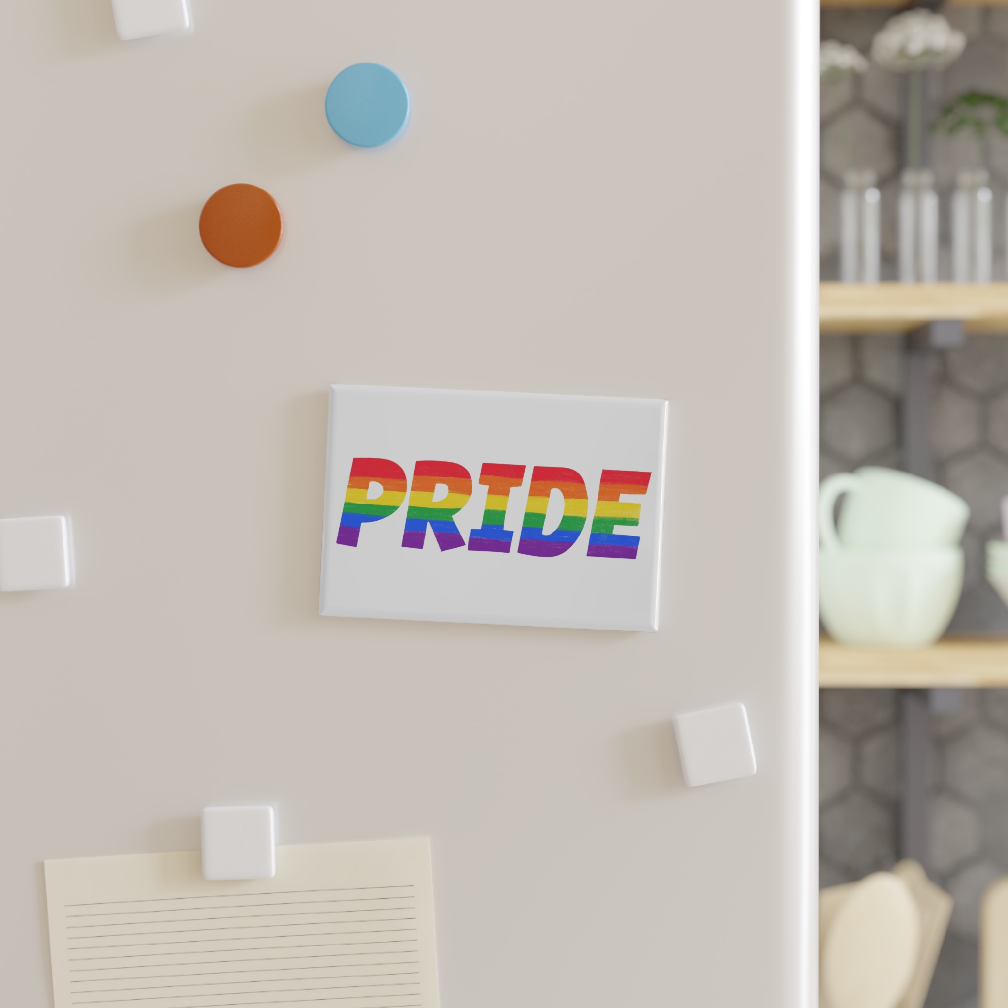 Word Pride Rainbow Lgbtq Gay Flag Colors Lettering Lgbt Month Pencil Crayon Textured Isolated Button Magnet Rectangle 1 And 10 Pcs - Image 3