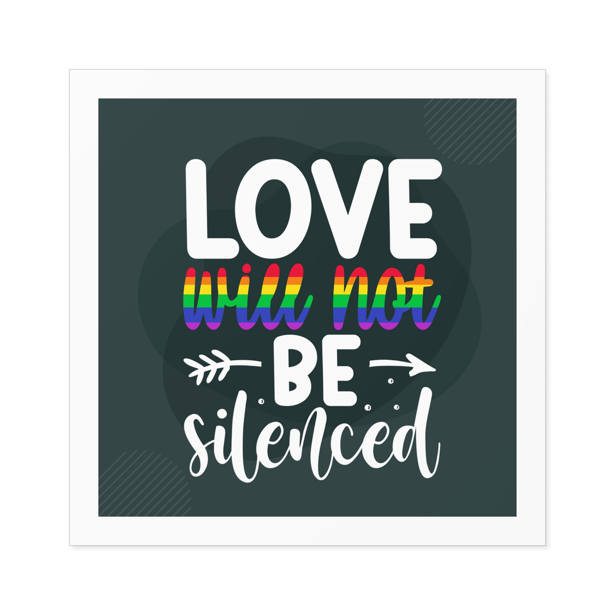 Love Will Be Silenced Premium Gay Pride Lettering Vector Design Laminate Stickers Square - Image 45