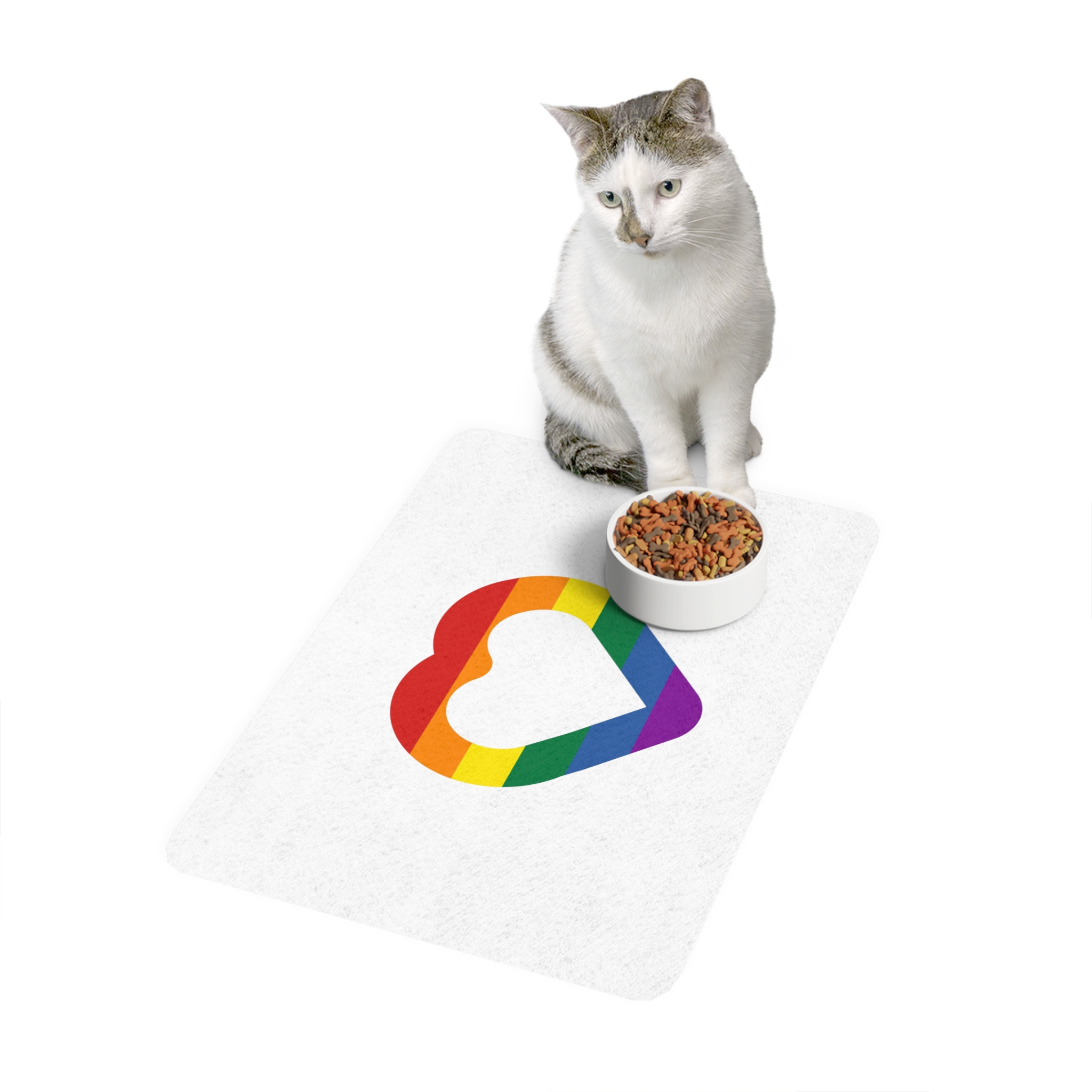 Pride Flag Heart Shape Icon Isolated White Background Lgbt Love Modern Sign Vector Illustration Pet Food Mat 12x18 - Image 3