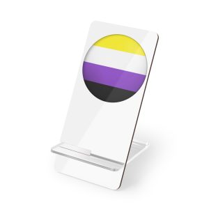 Flag Nonbinary Lgbtq Glossy Circular Flag Button Appearance 3d Icon Design With Depth Mobile Display Stand For Smartphones