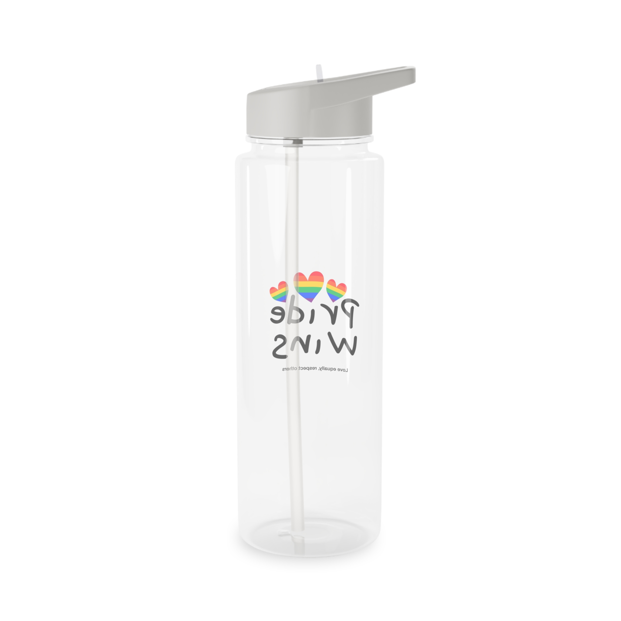 Love Letter Pride Rainbow Lettering Text Writing Pattern Freedom Love Heart Homo Colors Flag Parade (1) Tritan Water Bottle - Image 6