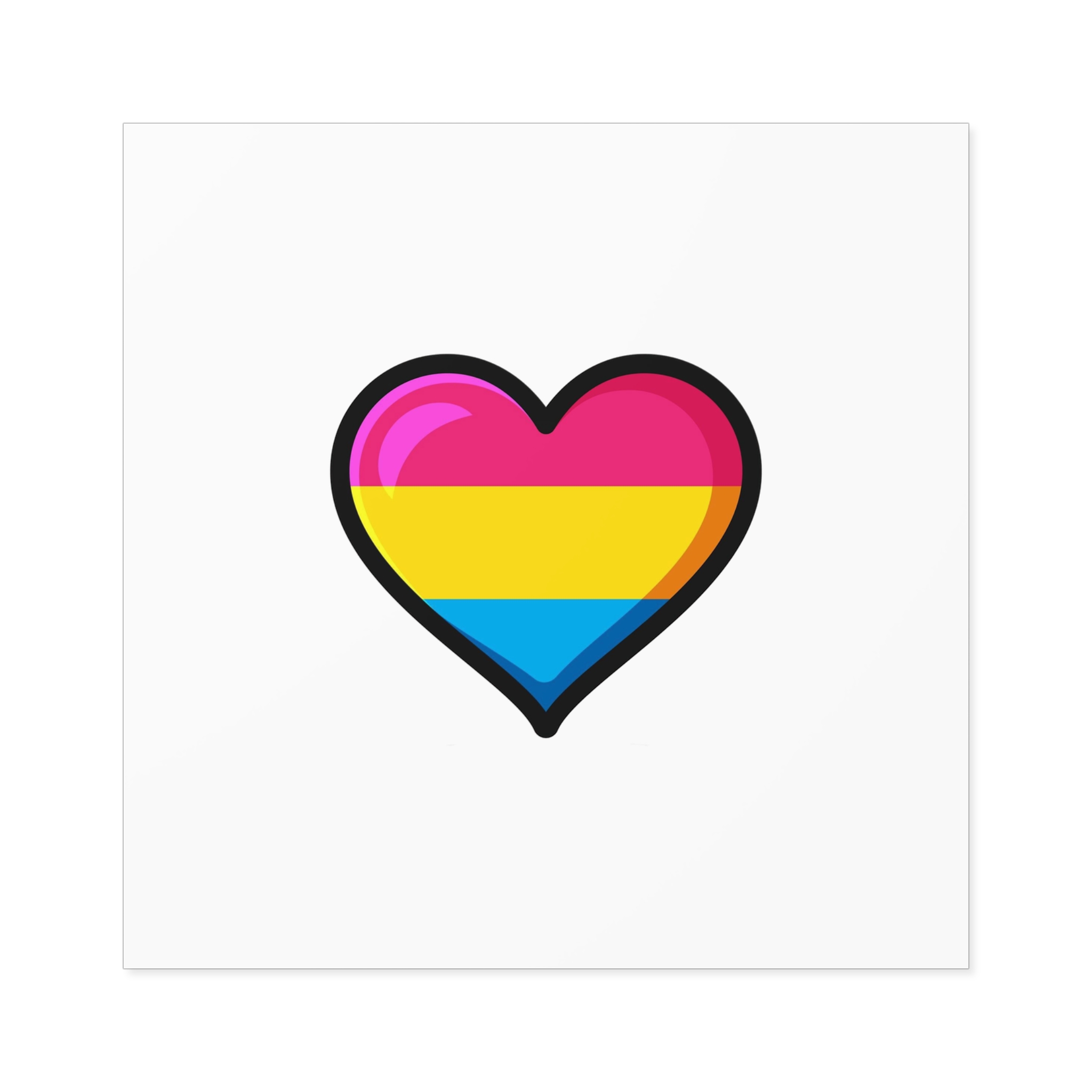 Pansexual Pride Flag Heart Shape Vector Illustration Laminate Stickers Square - Image 45