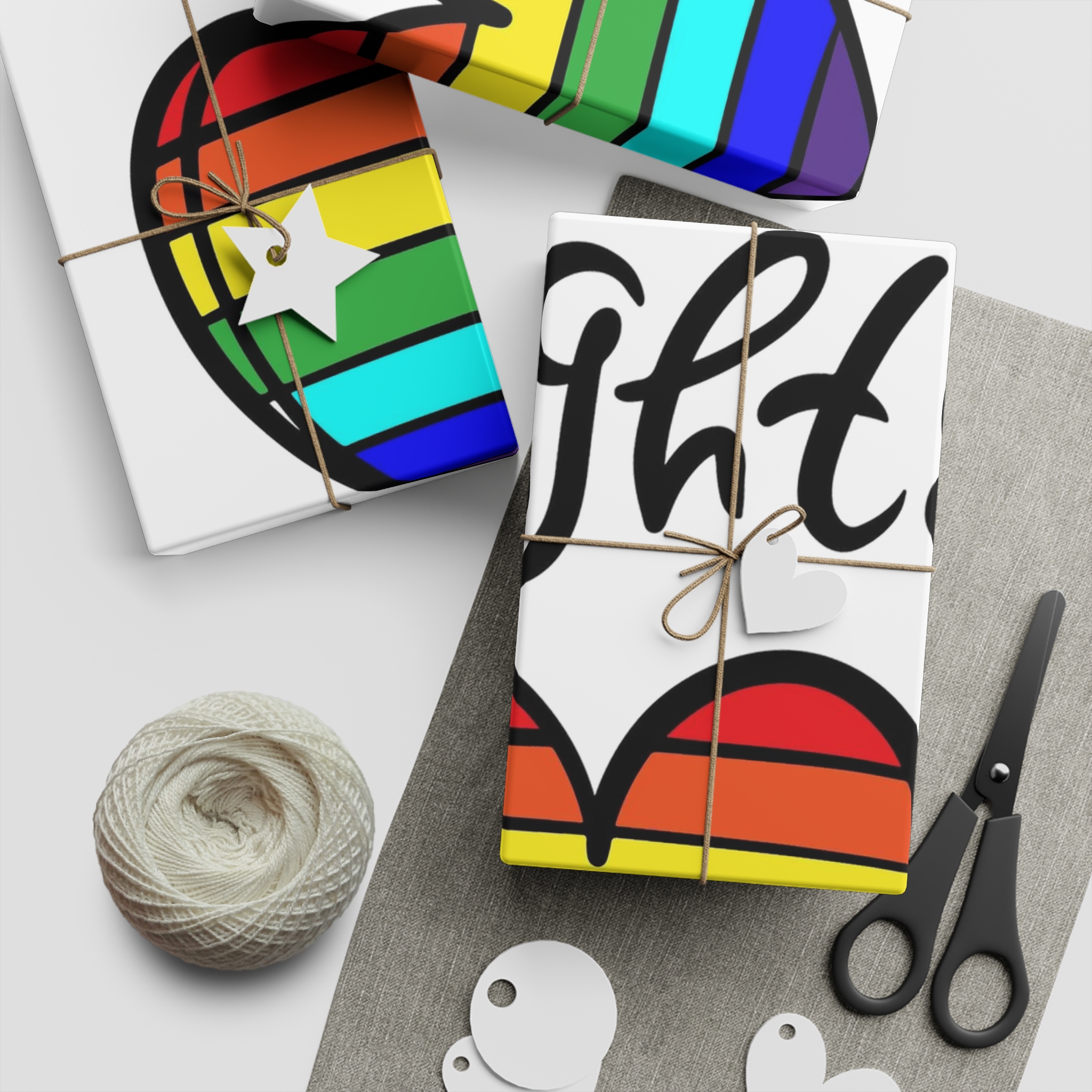 Equal Right Handwritten Text Heart Rainbow Motto Vector Print Gift Wrapping Paper Sheets 1pc - Image 5