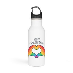 Stop Homophobia 17 May Lgbt Pride Heart Hand Rainbow Color Poster Sticker Symbol Vector Stainless Steel Water Bottle